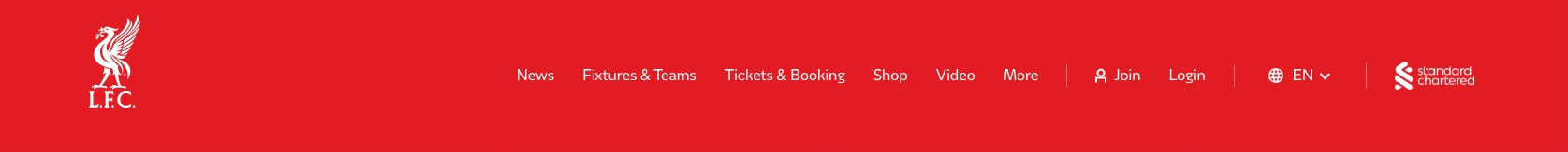 Liverpool FC — Homepage captured website design