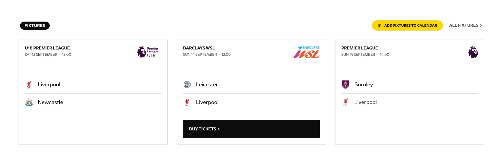 Liverpool FC — Homepage captured website design