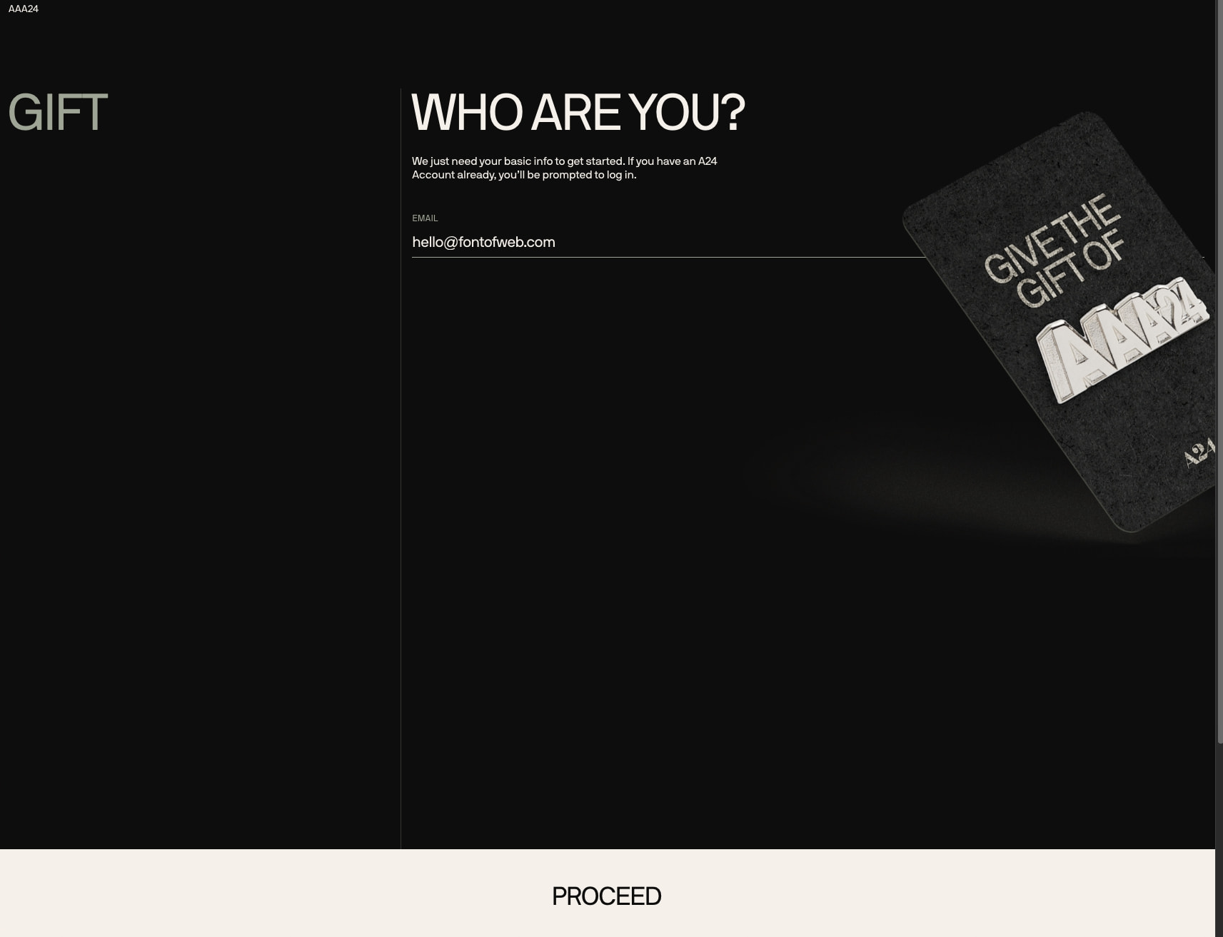 Gift > Gifter Email | AAA24 captured website design