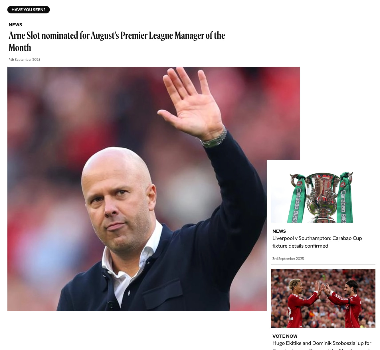 Liverpool FC — Homepage captured website design