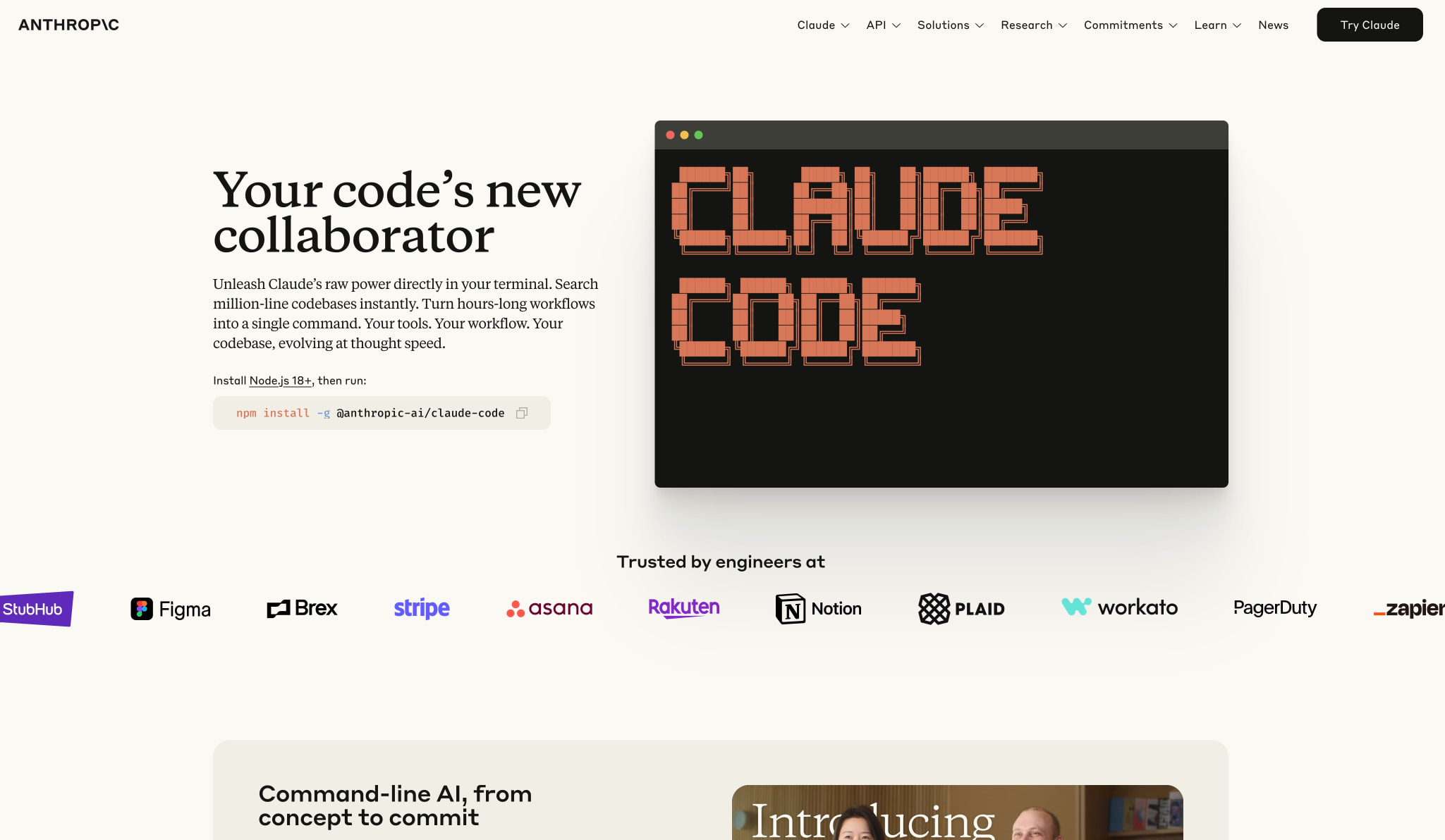 Claude Code: Deep coding at terminal velocity \ Anthropic captured website design