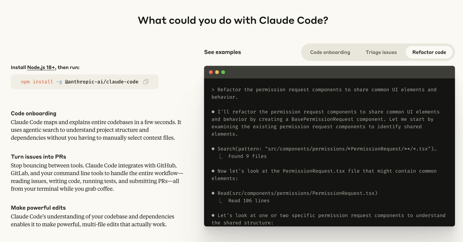 Claude Code: Deep coding at terminal velocity \ Anthropic captured website design