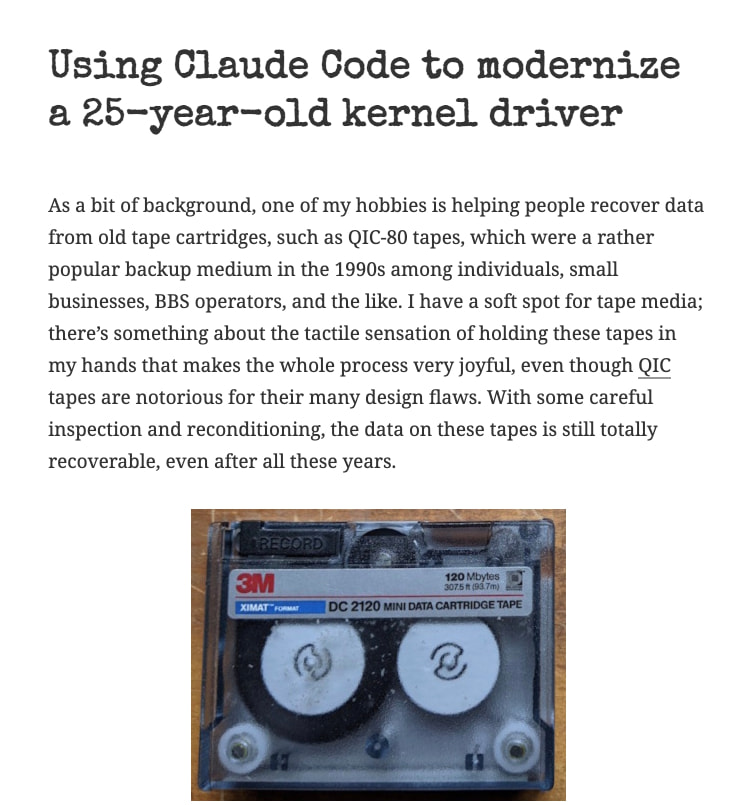 Using Claude Code to modernize a 25-year-old kernel driver – Dmitry Brant captured website design