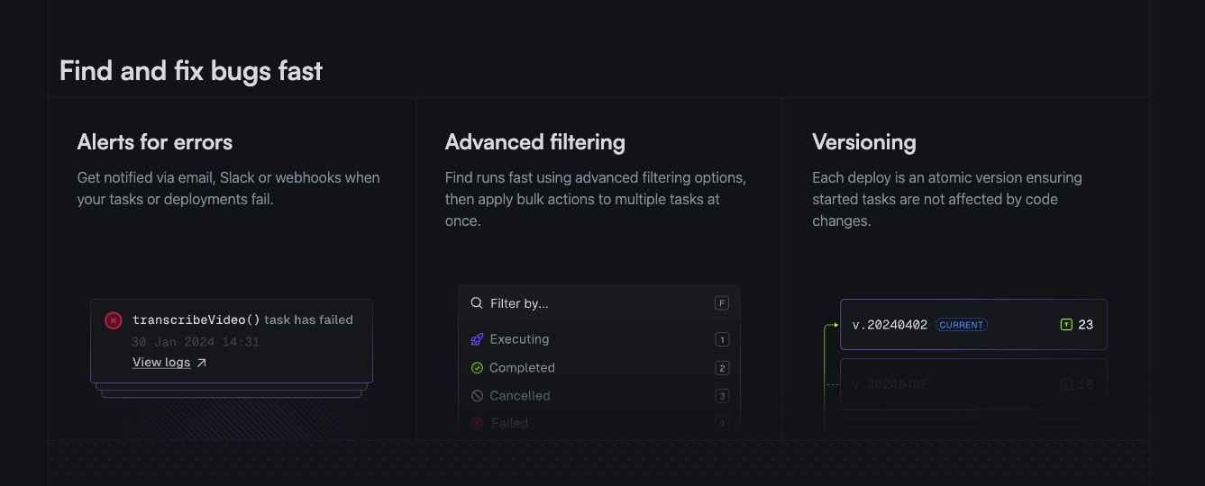 Trigger.dev | Build and deploy fully-managed AI agents and workflows. captured website design