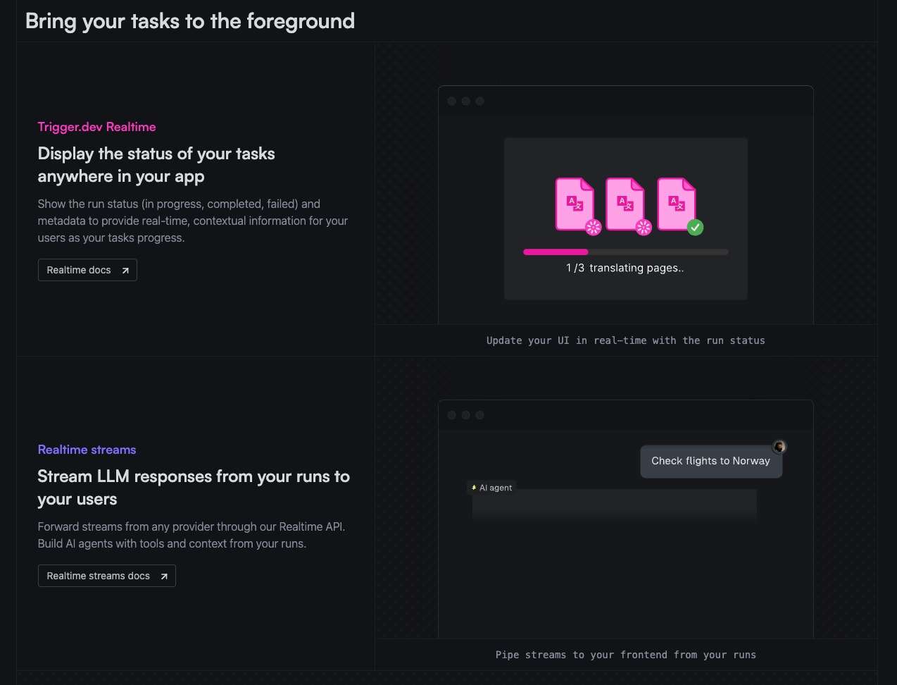 Trigger.dev | Build and deploy fully-managed AI agents and workflows. captured website design