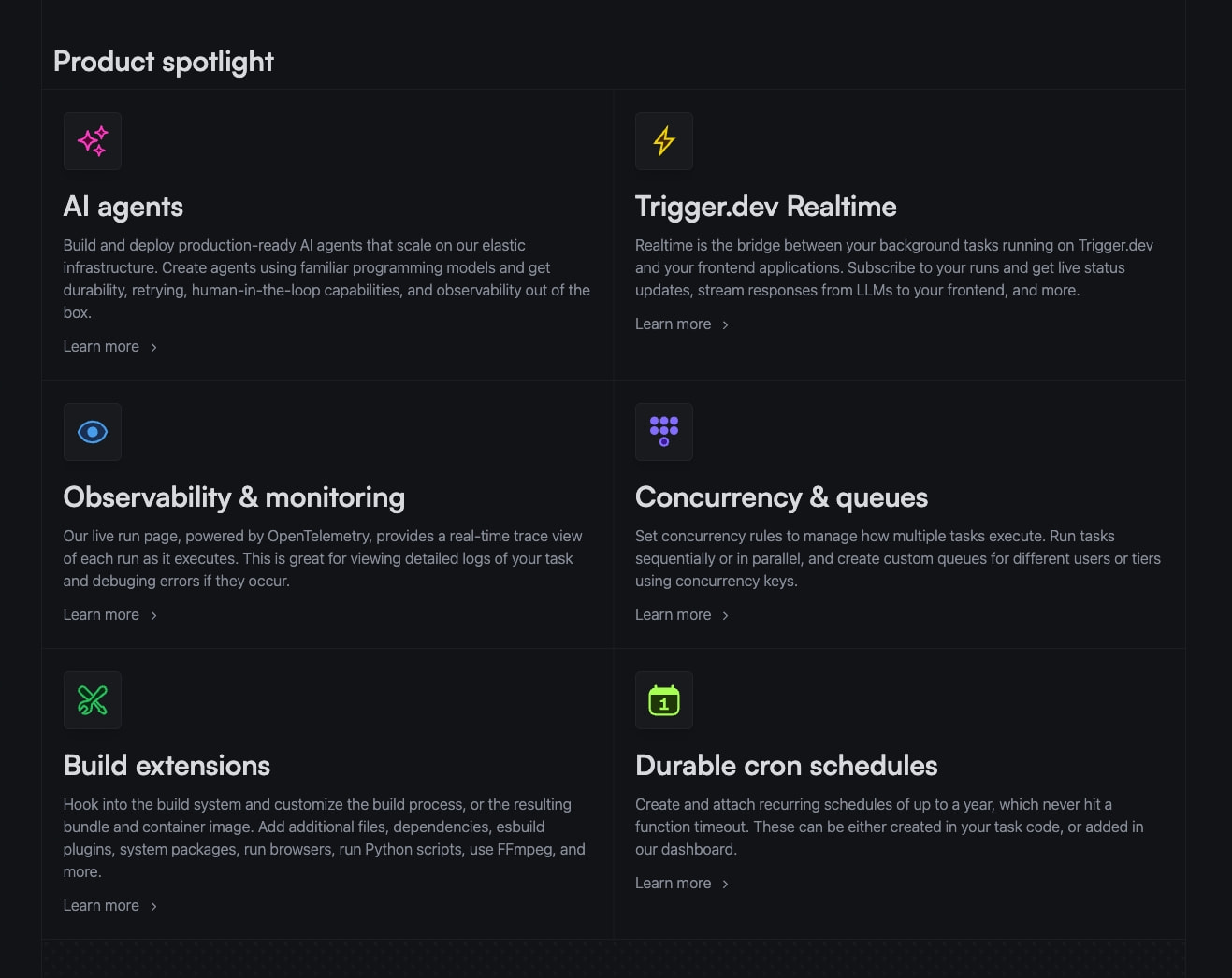 Captured design matching trigger.dev captured website design