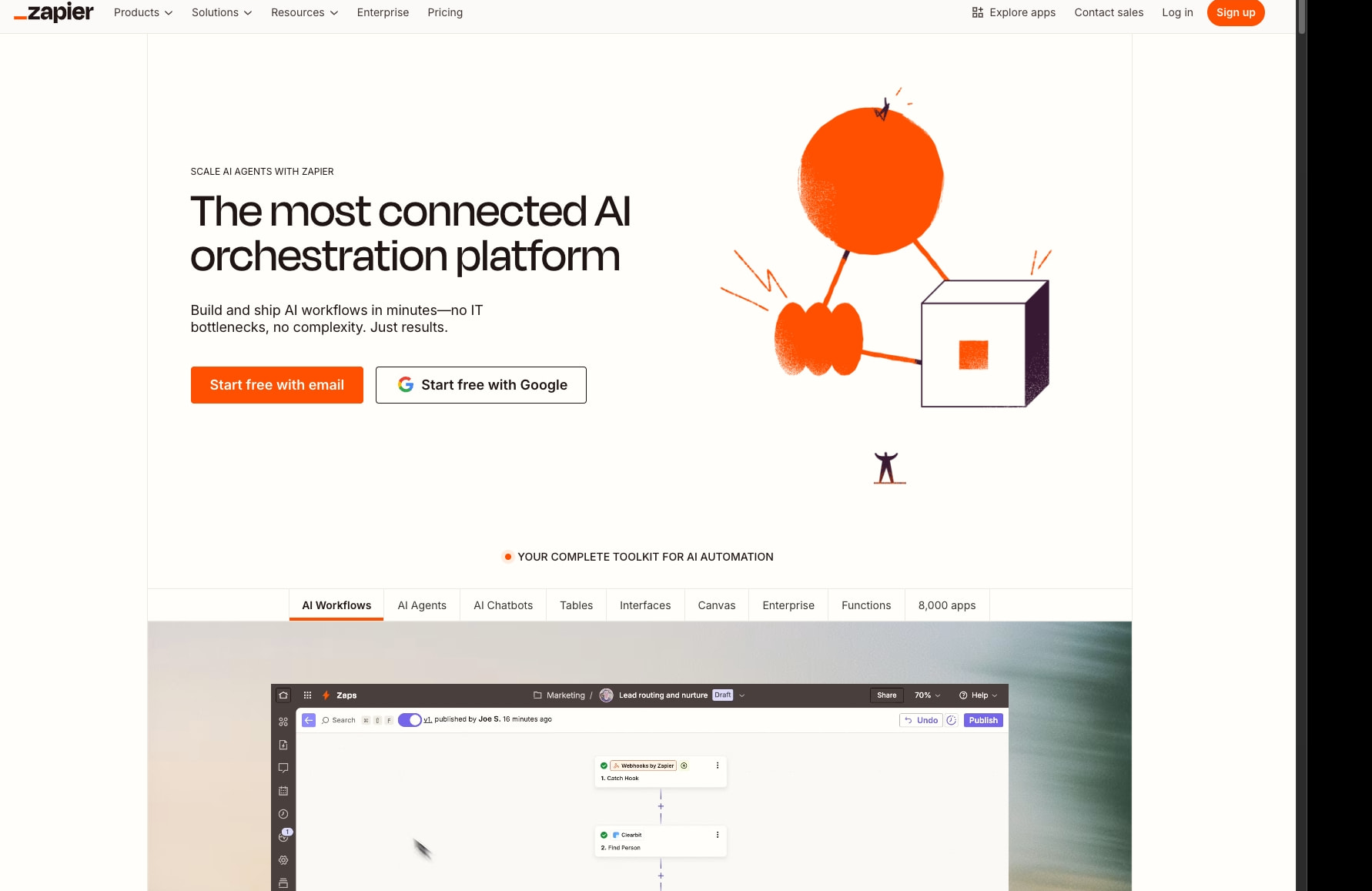 Zapier: Automate AI Workflows, Agents, and Apps captured website design