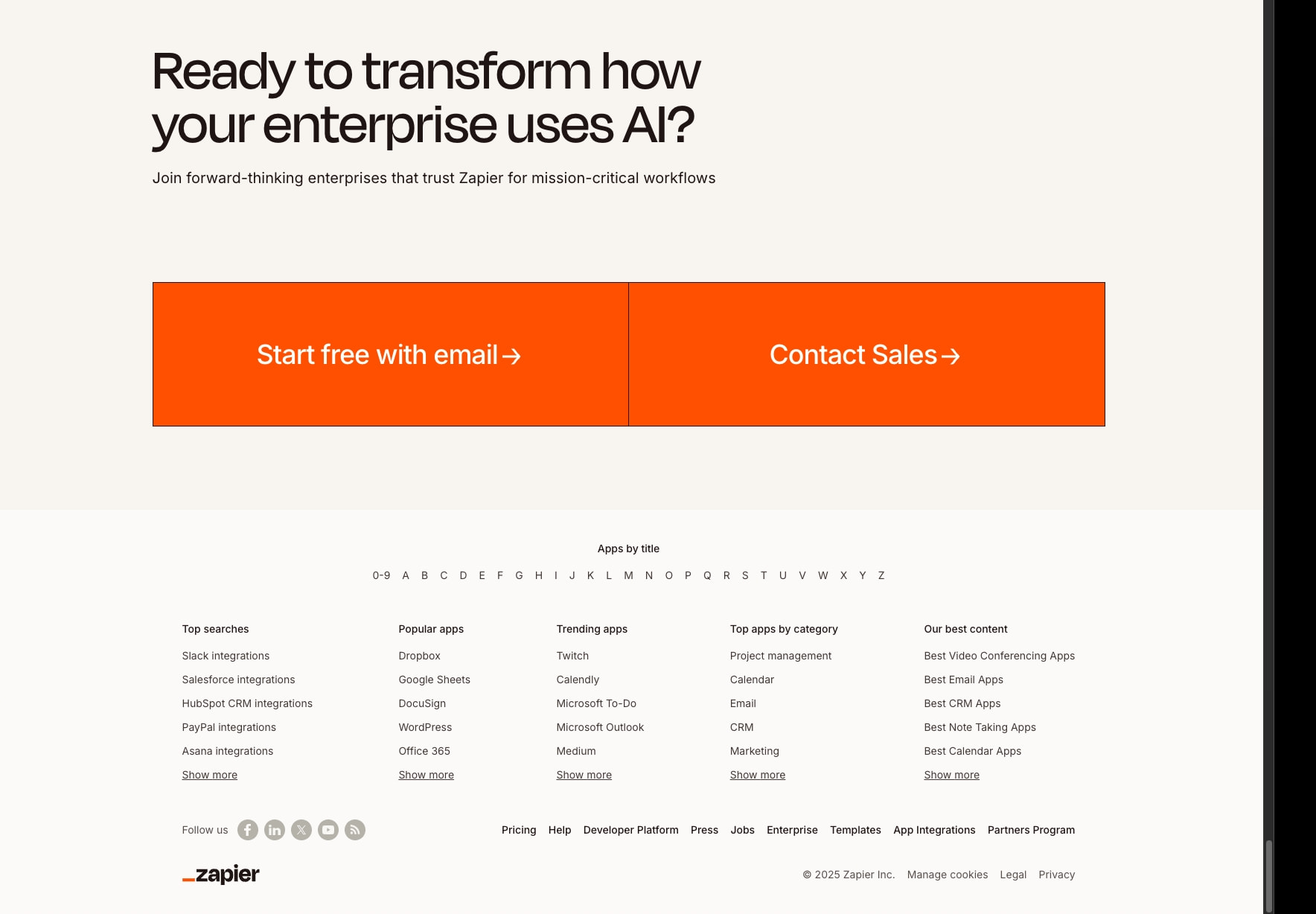 Zapier: Automate AI Workflows, Agents, and Apps captured website design
