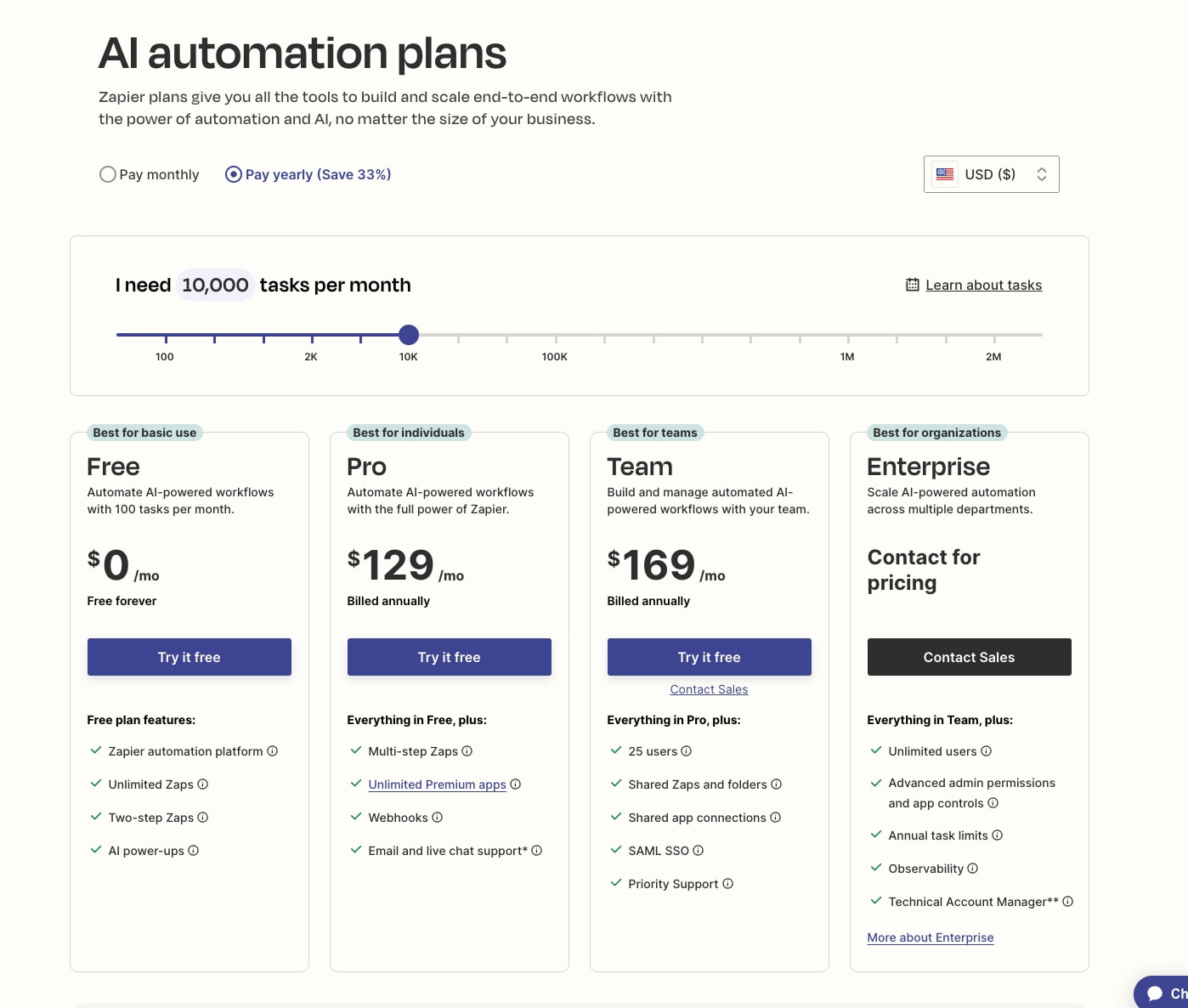 Plans & Pricing | Zapier captured website design