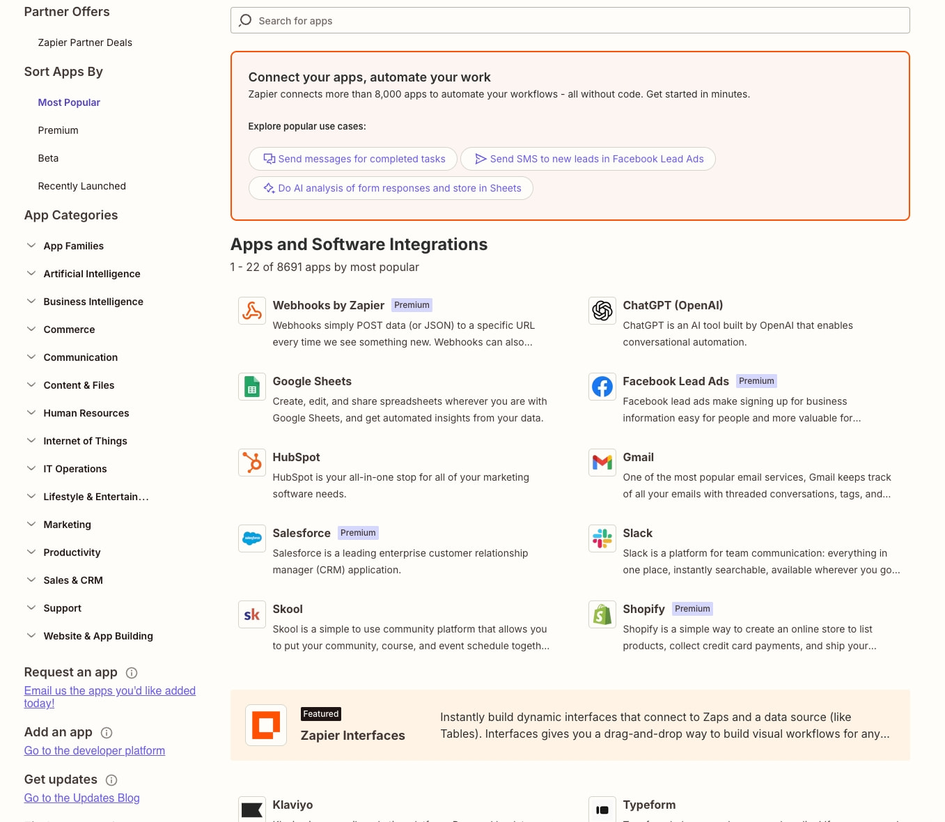 Integrations, App and Software Automation | Automate With Zapier captured website design