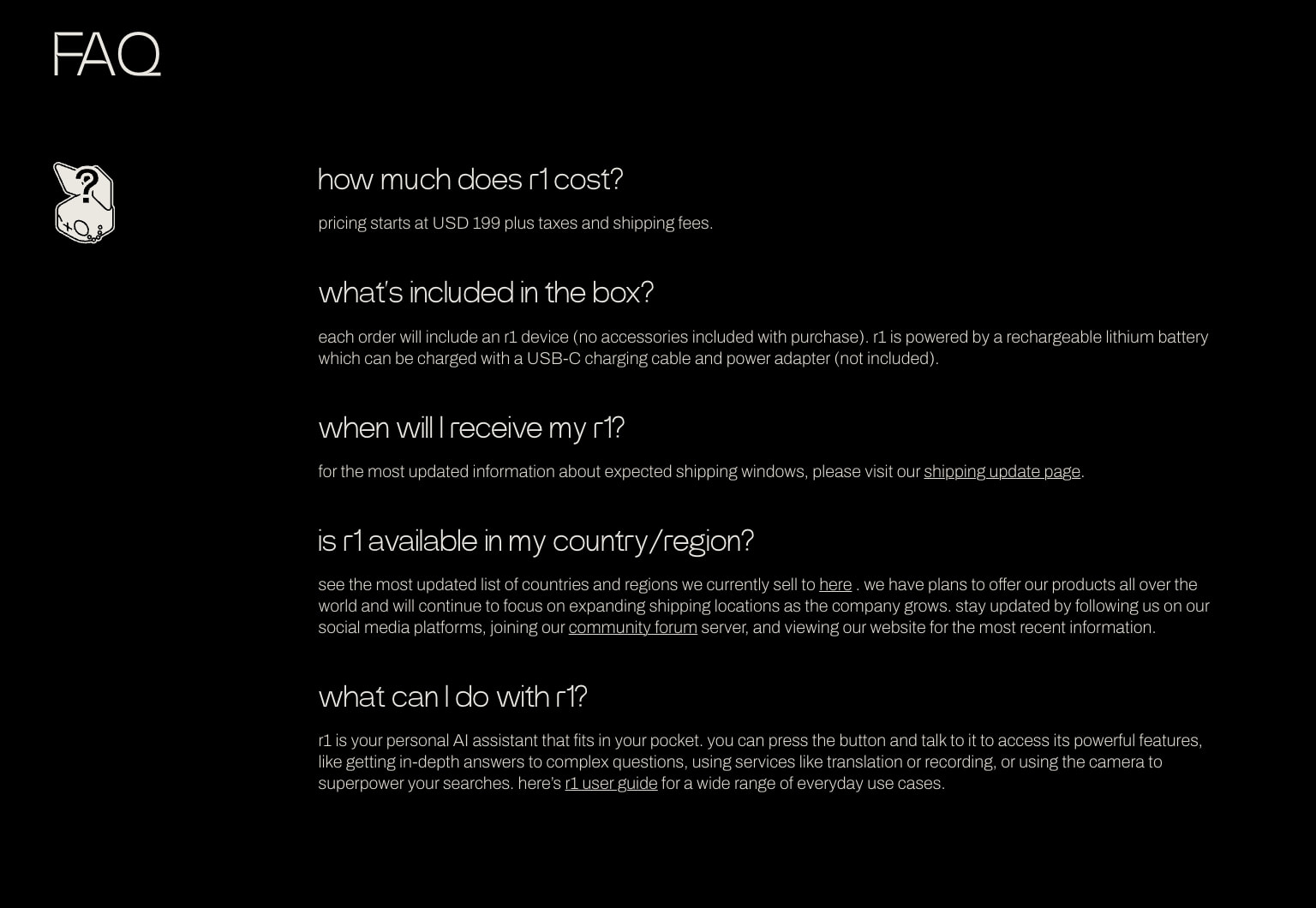 rabbit r1 - your AI assistant device captured website design