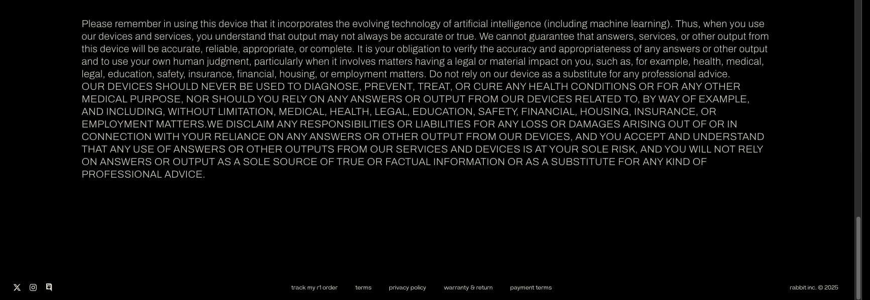 rabbit r1 - your AI assistant device captured website design