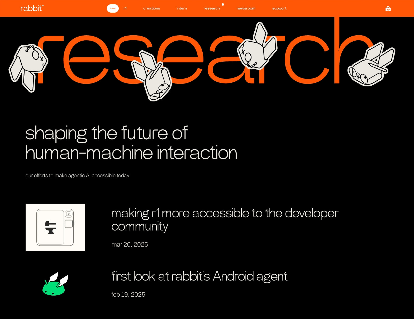 rabbit - research captured website design