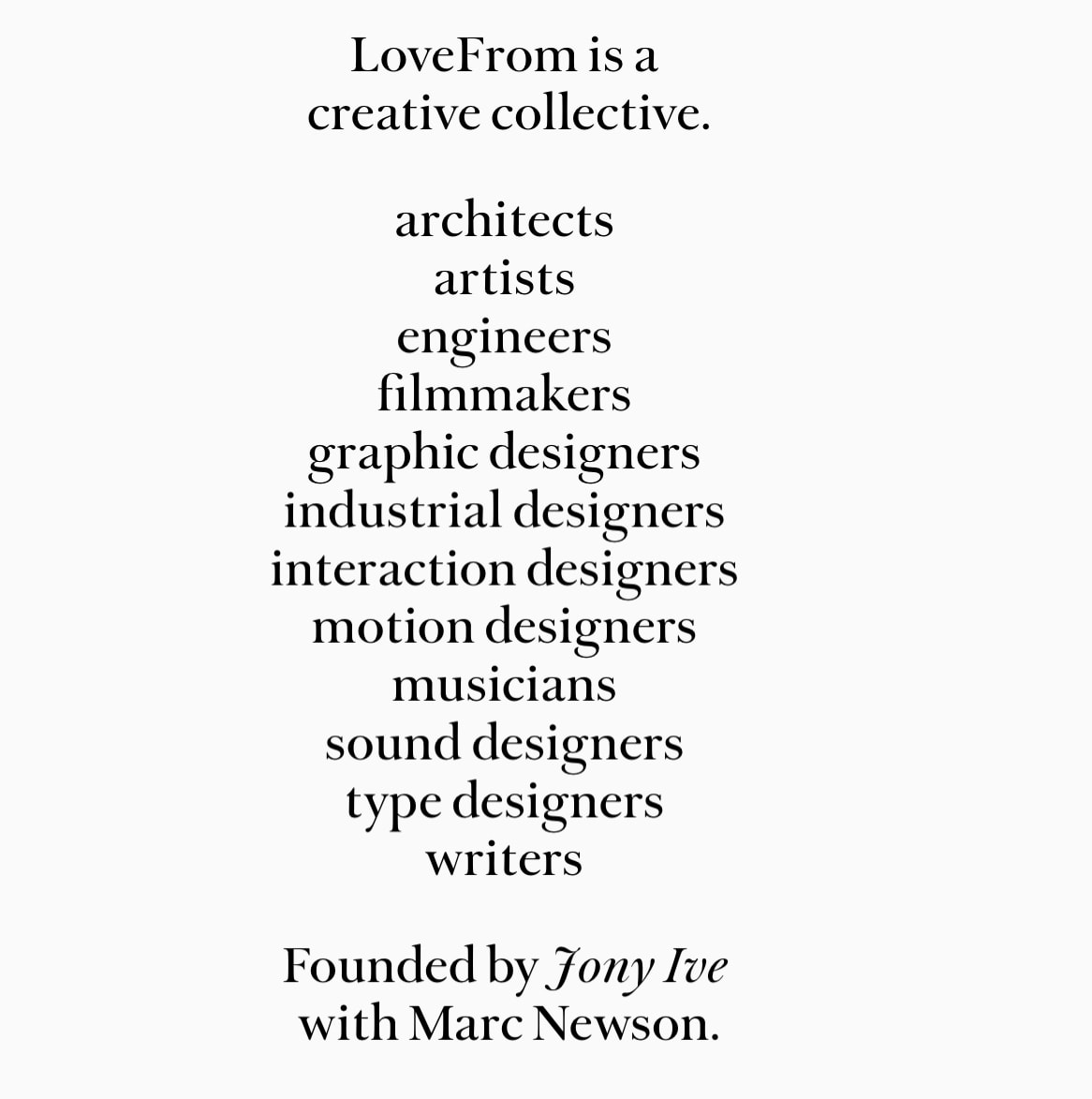 LoveFrom, captured website design