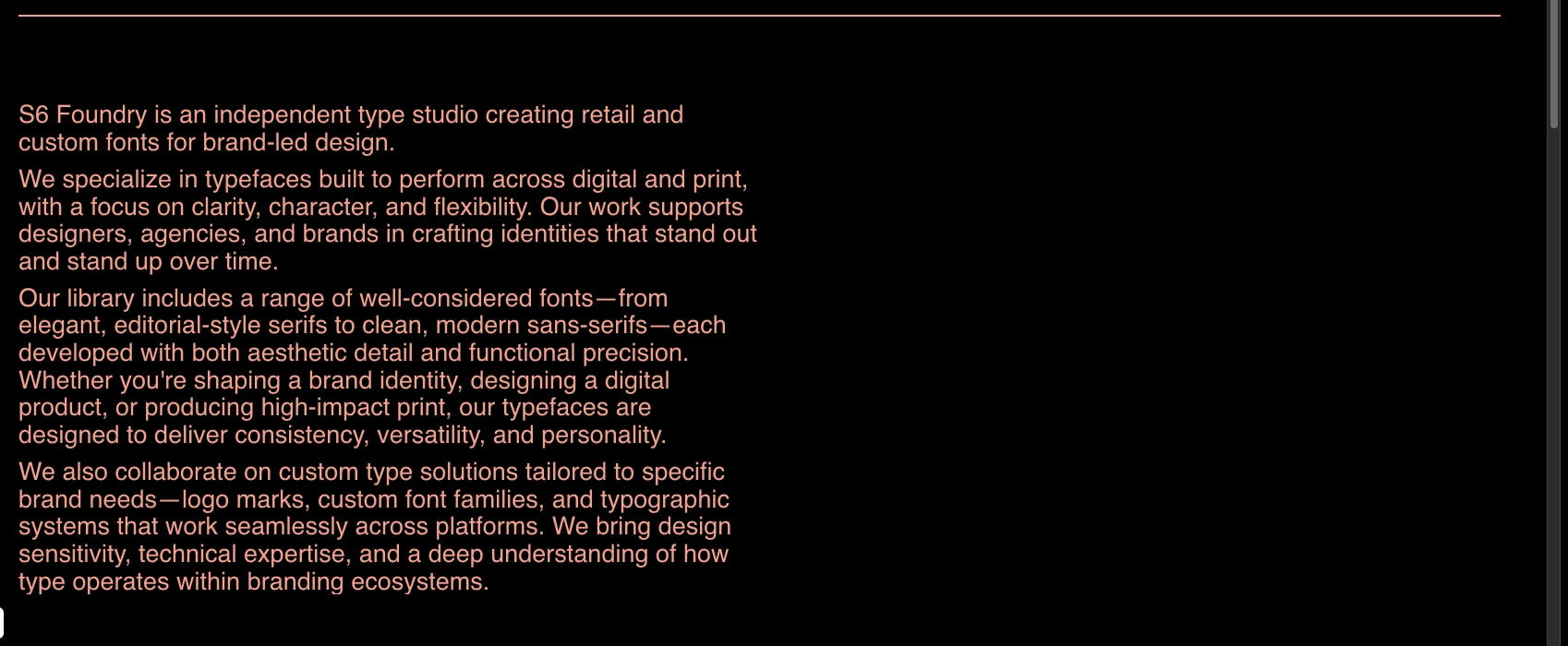 Custom Fonts for Brand Identity | S6 Foundry captured website design