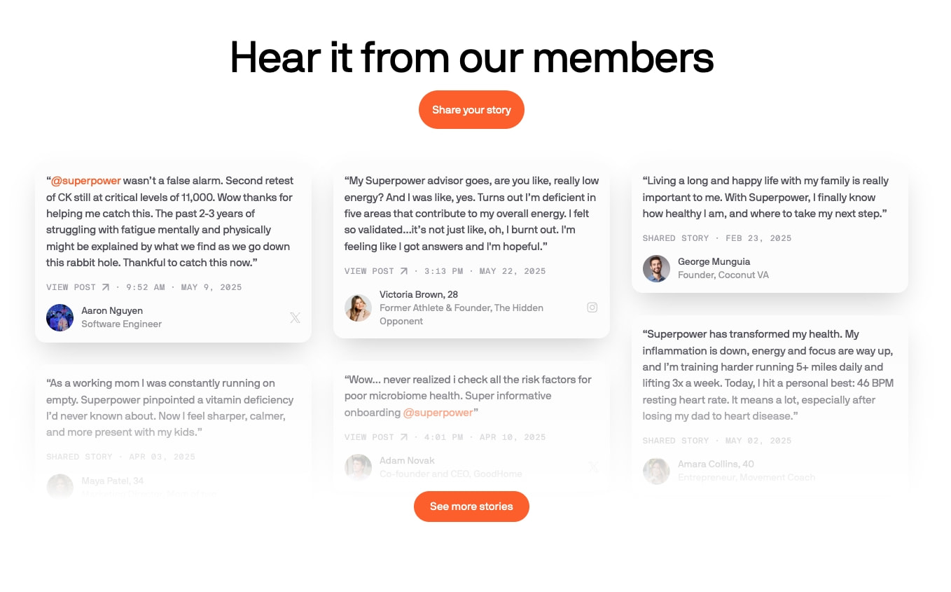 Member Stories captured website design