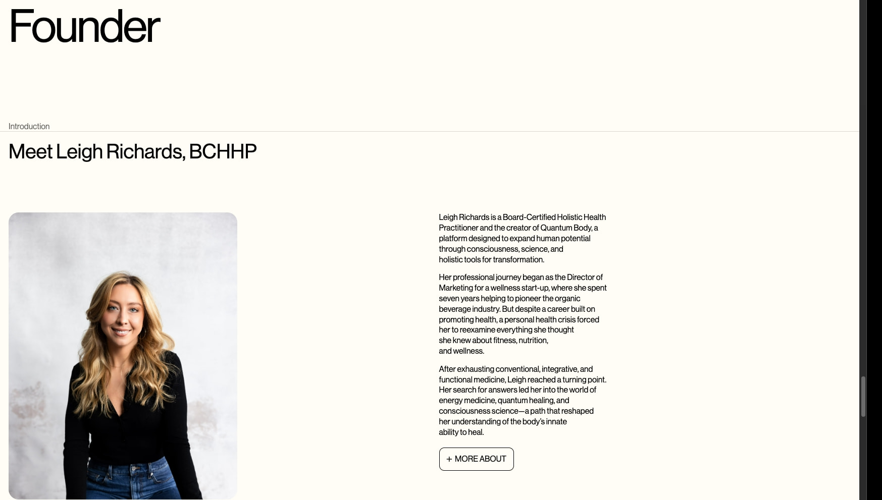 Quantum Body - A New Dimension of Wellness captured website design