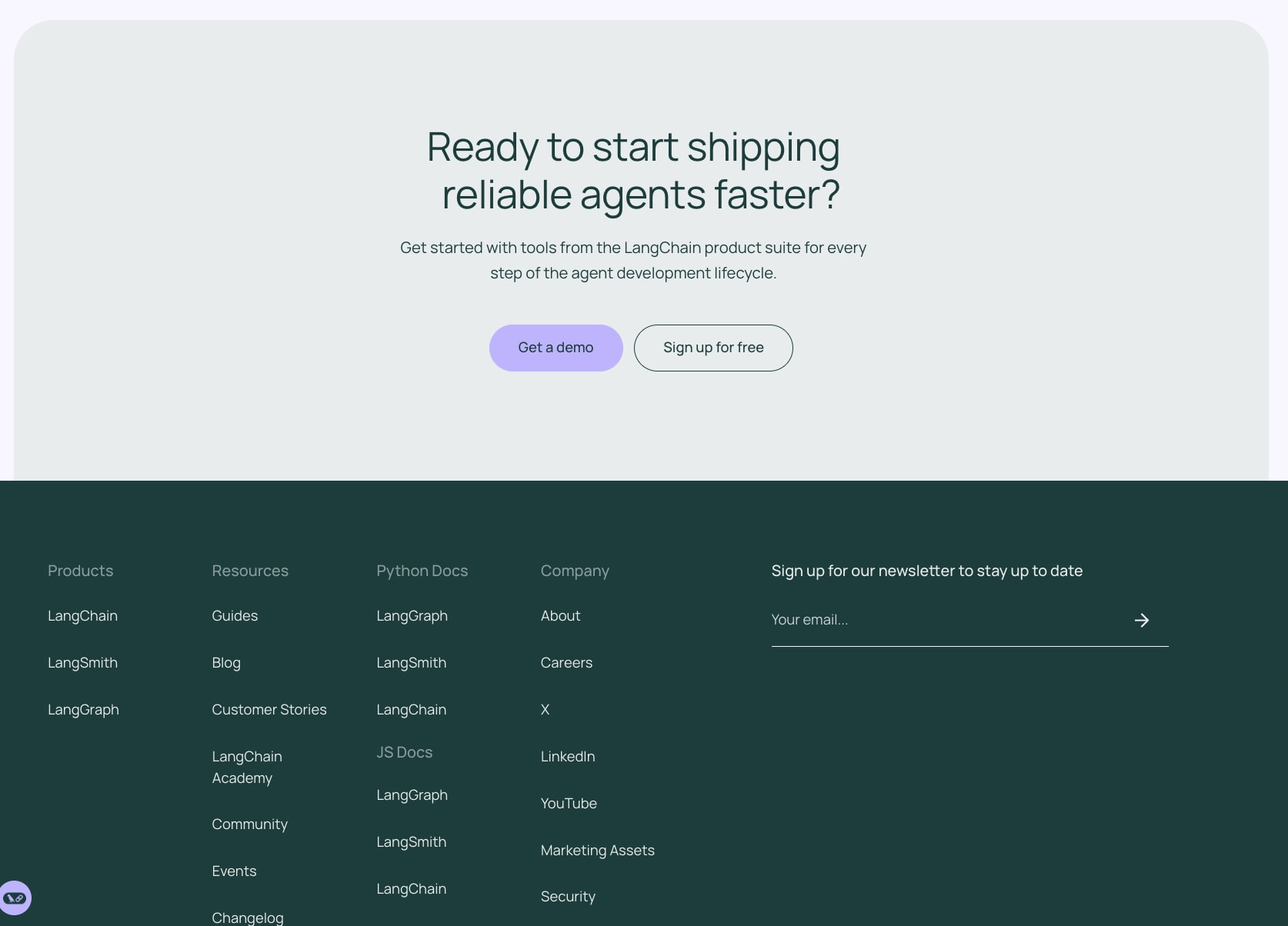 LangChain captured website design