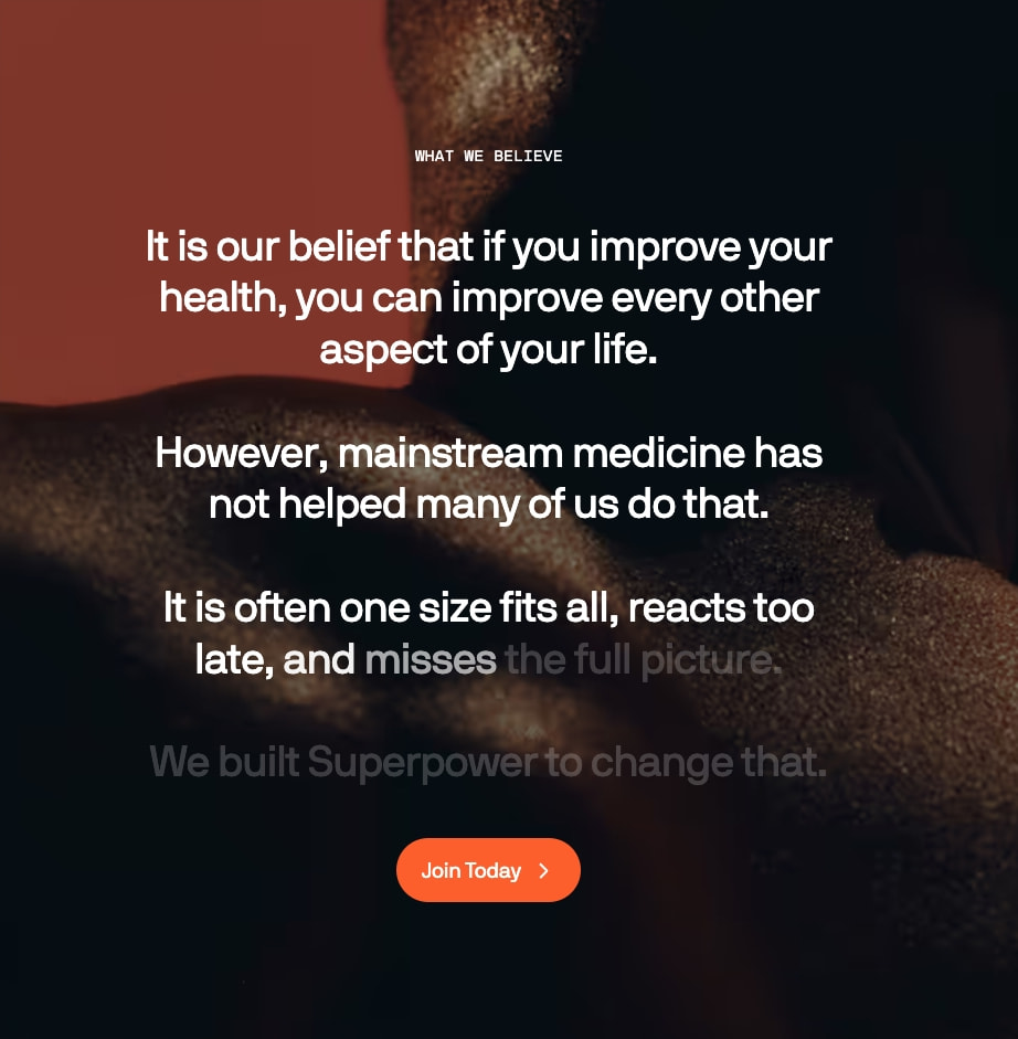 Superpower | Your New Health Intelligence captured website design