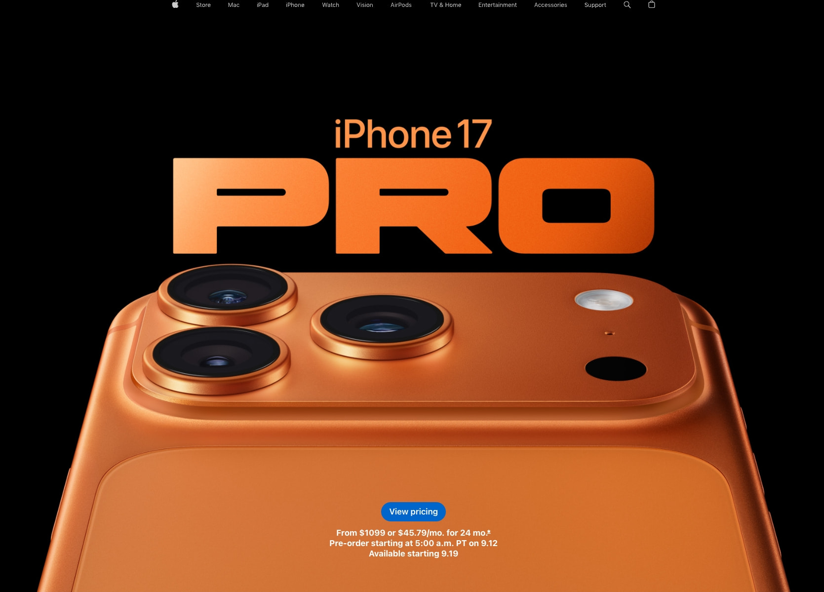iPhone 17 Pro and iPhone 17 Pro Max - Apple captured website design