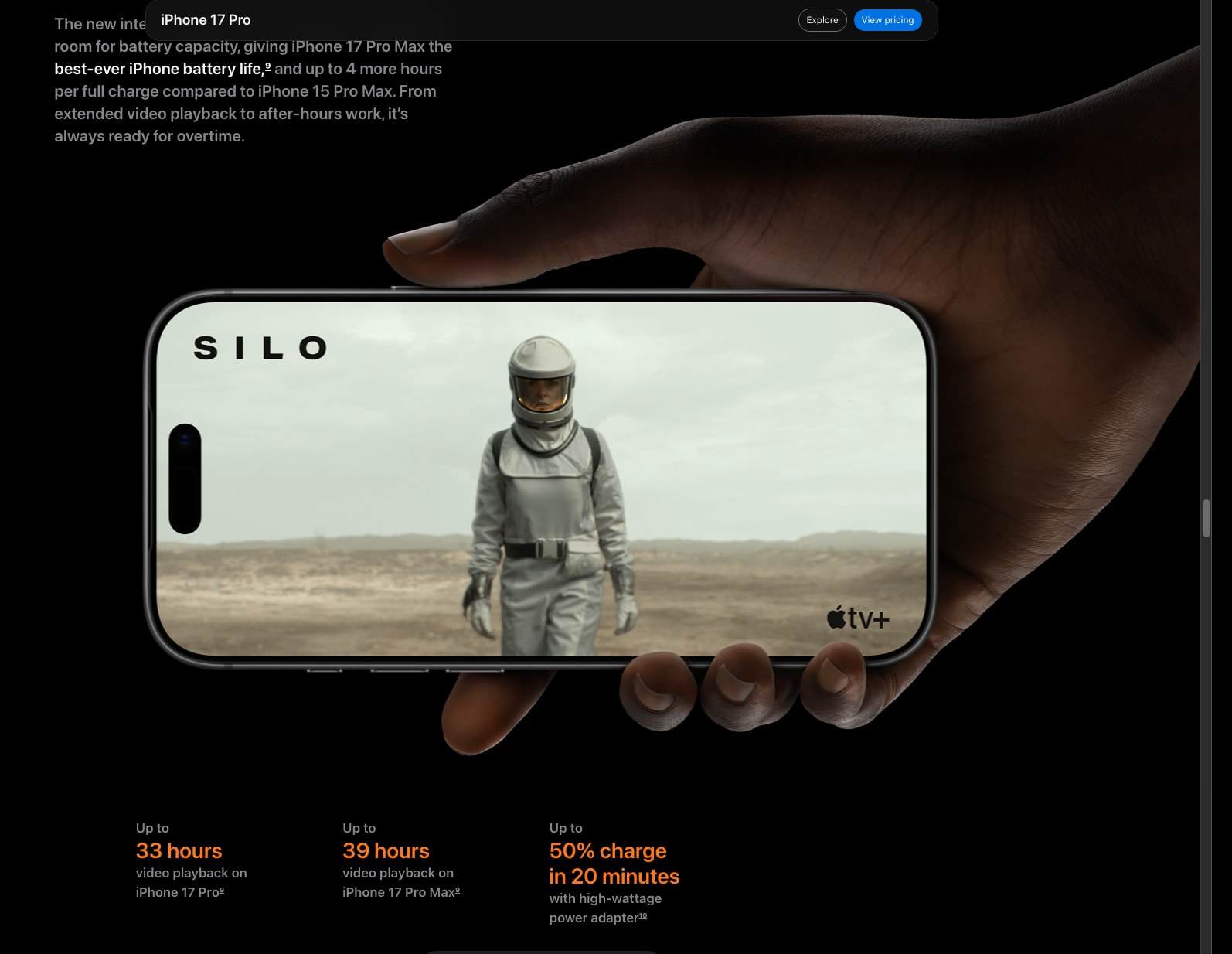 iPhone 17 Pro and iPhone 17 Pro Max - Apple captured website design