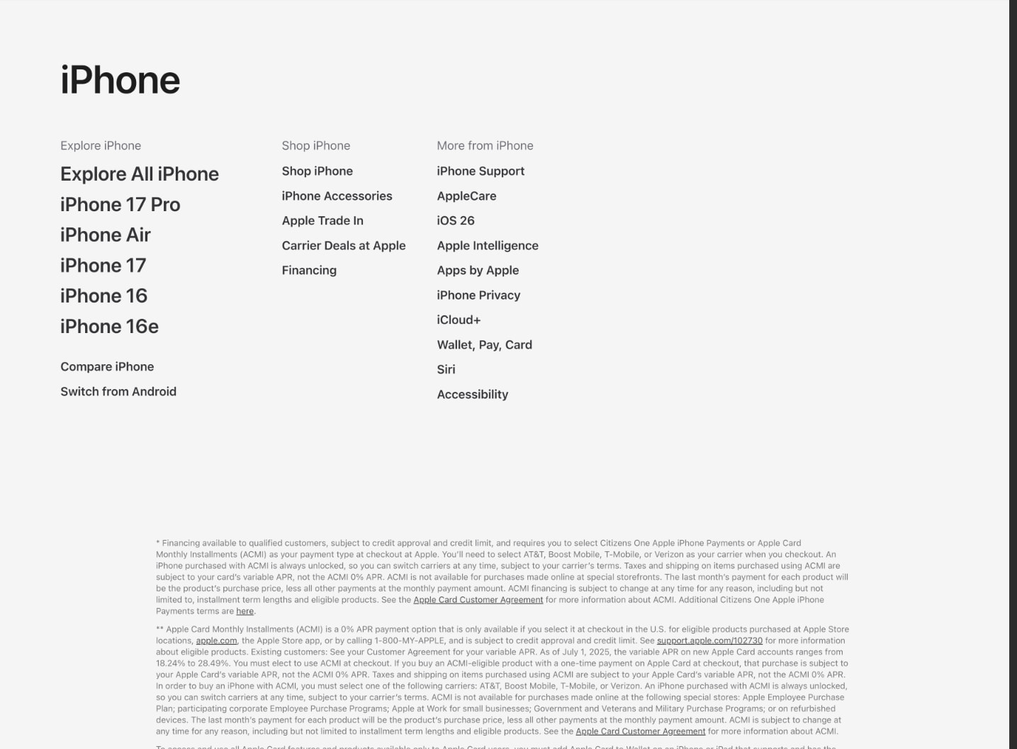 iPhone 17 Pro and iPhone 17 Pro Max - Apple captured website design