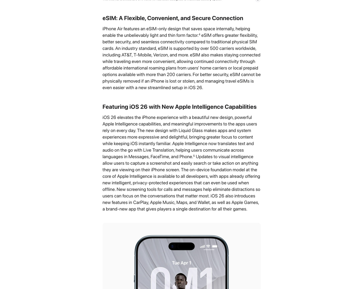 Introducing iPhone Air, a powerful new iPhone with a breakthrough design - Apple captured website design