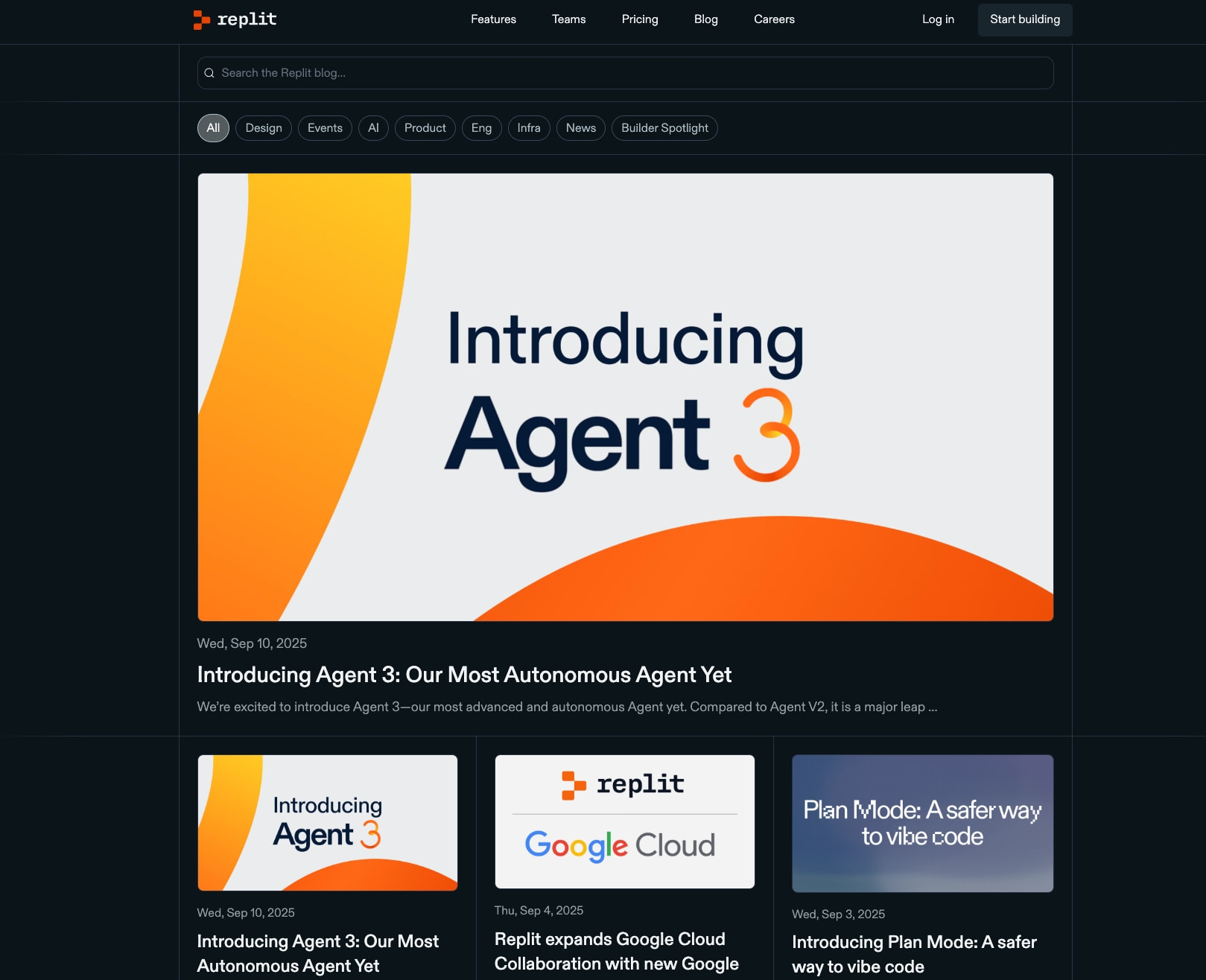 Replit — Replit Blog – Product updates from the team captured website design