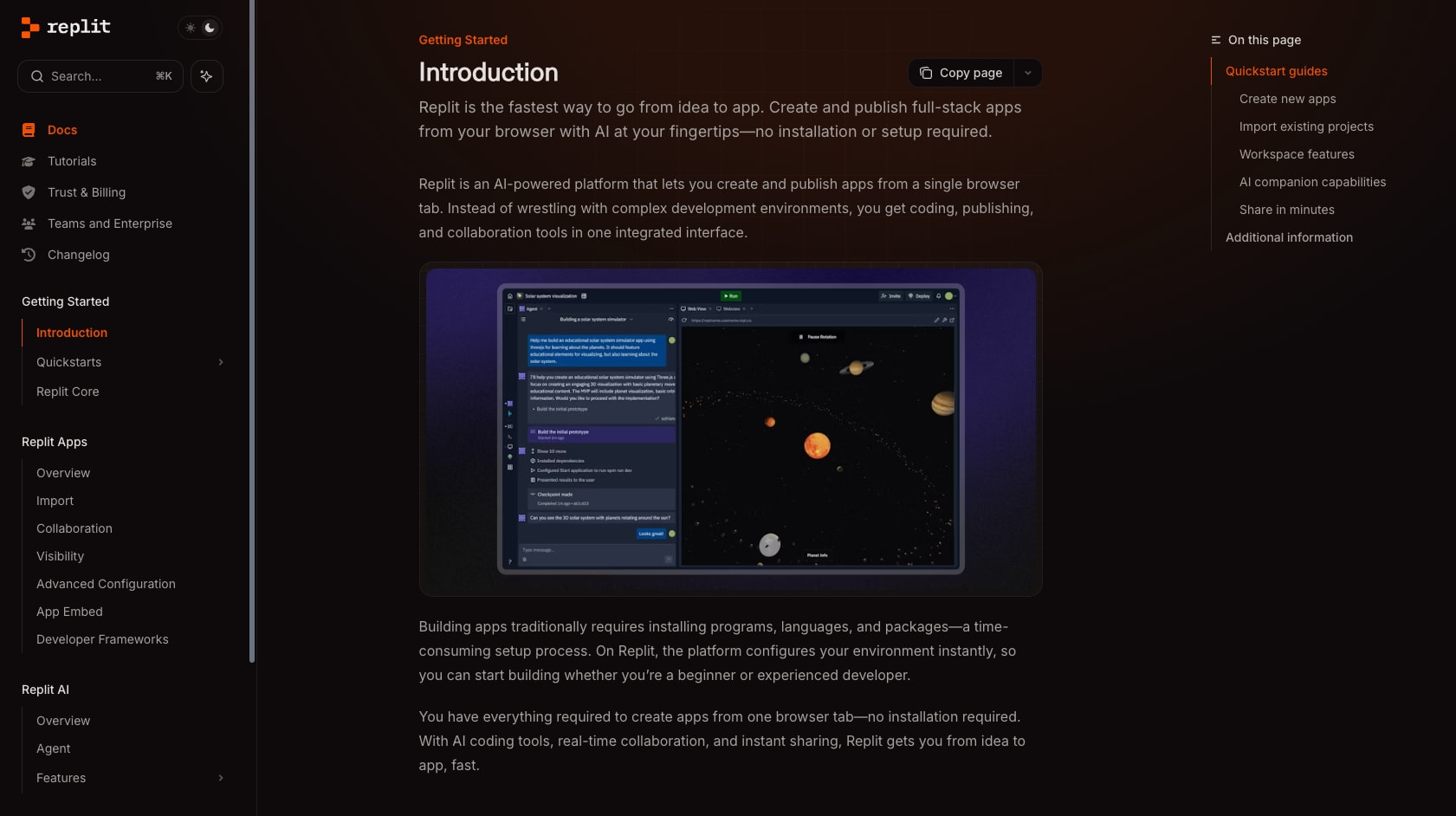 Replit Docs captured website design