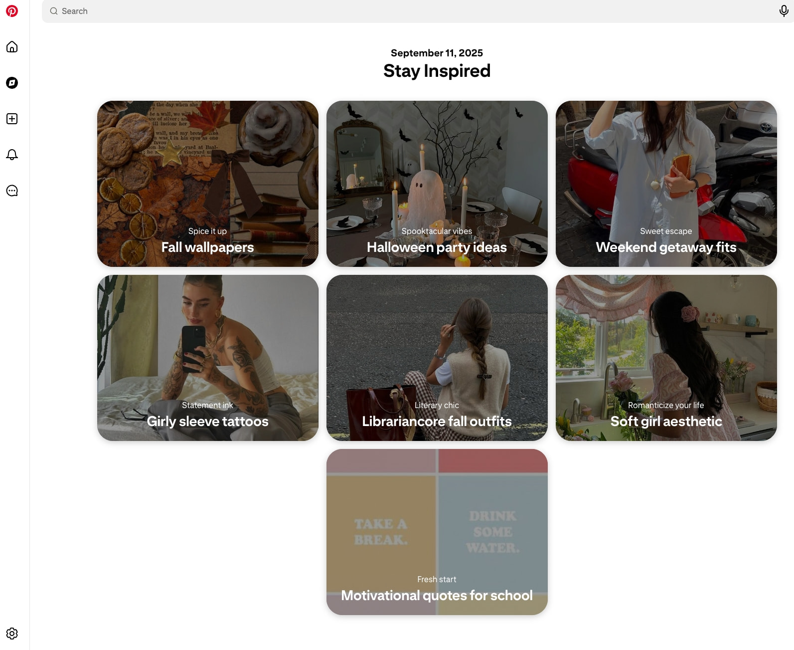 Pinterest captured website design