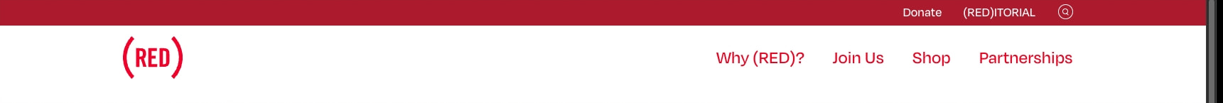 Join (RED) In The Fight Against AIDS captured website design