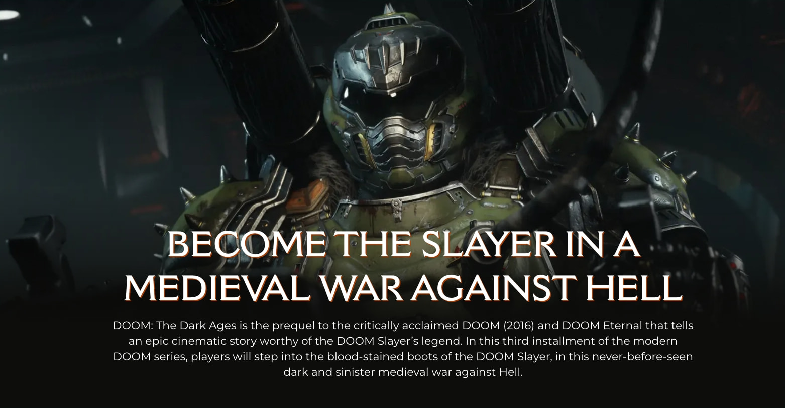 DOOM: The Dark Ages captured website design