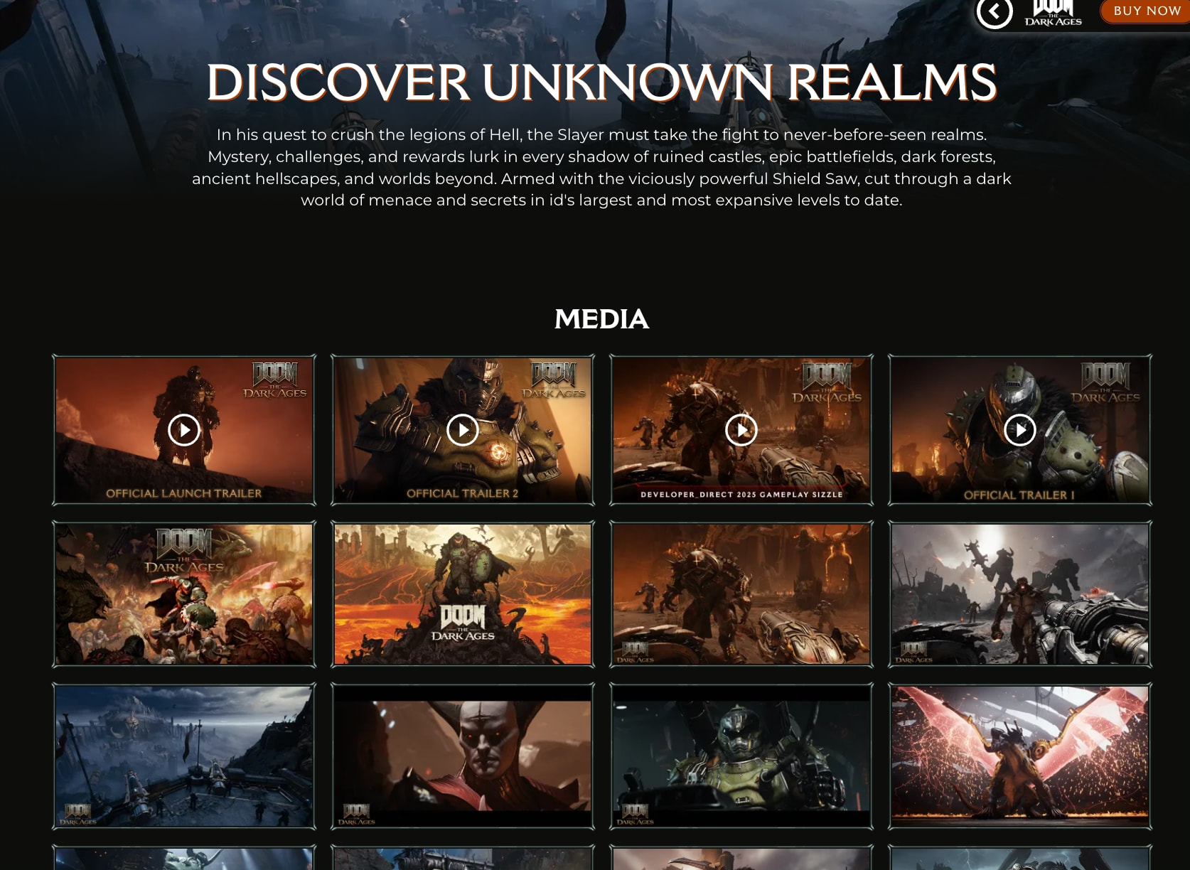 DOOM: The Dark Ages captured website design