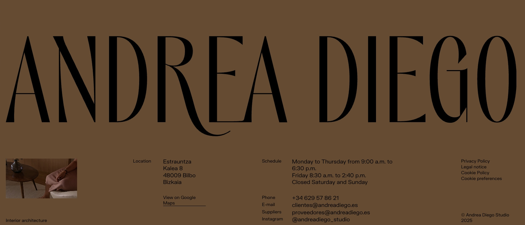 Contacta con nosotros. Estudio Andrea Diego captured website design