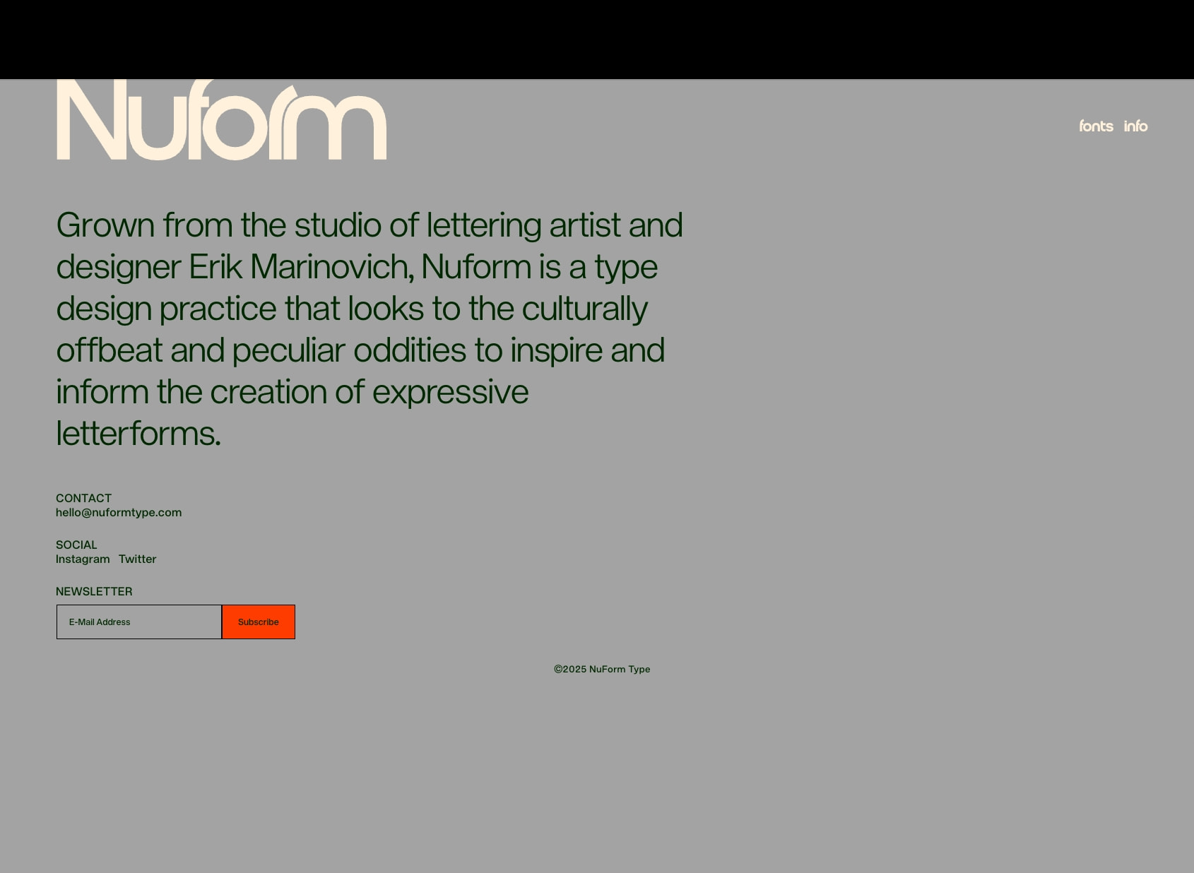 info – Nuform Type captured website design