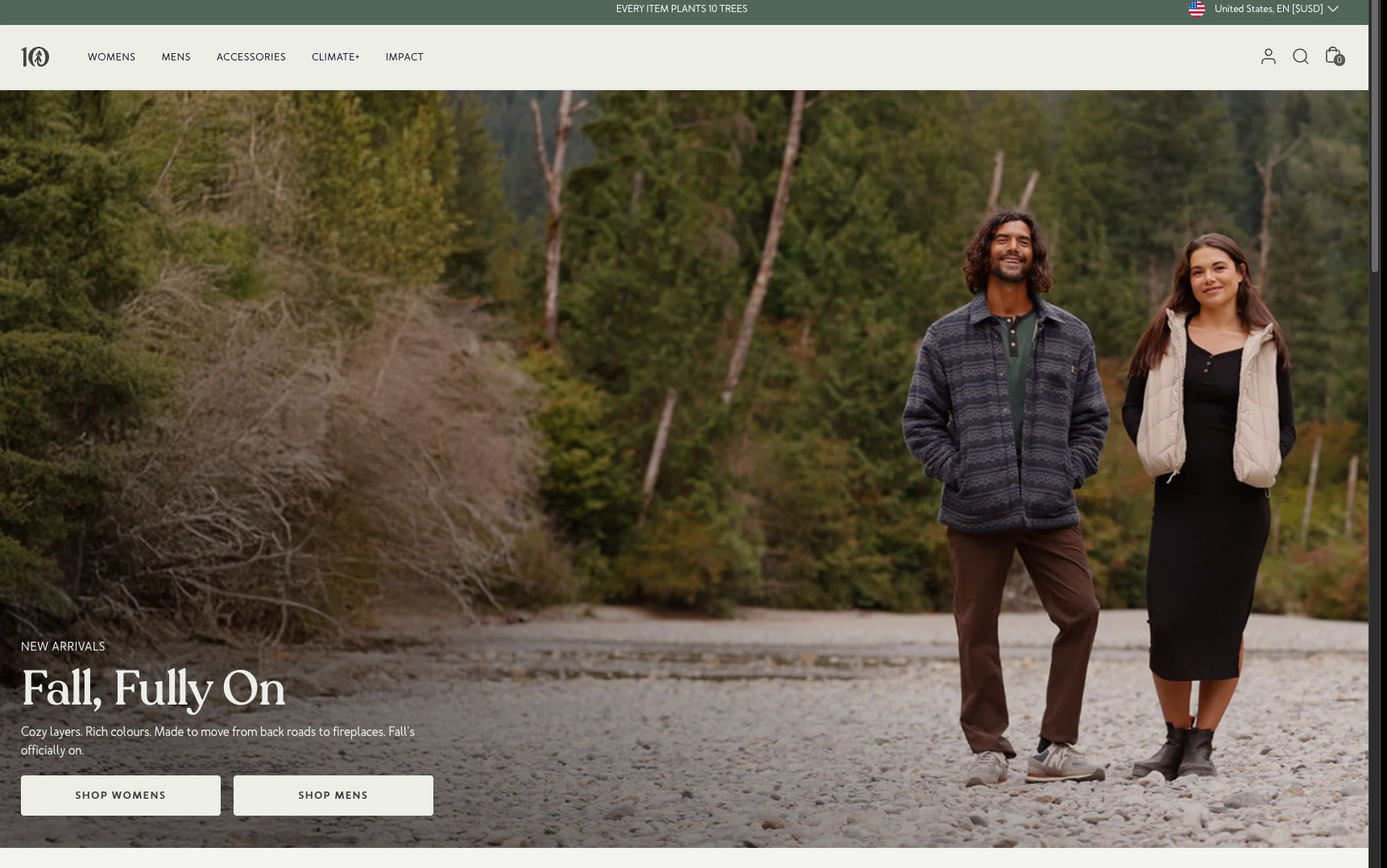 Every Item Plants 10 Trees | Sustainable Clothing by tentree® captured website design