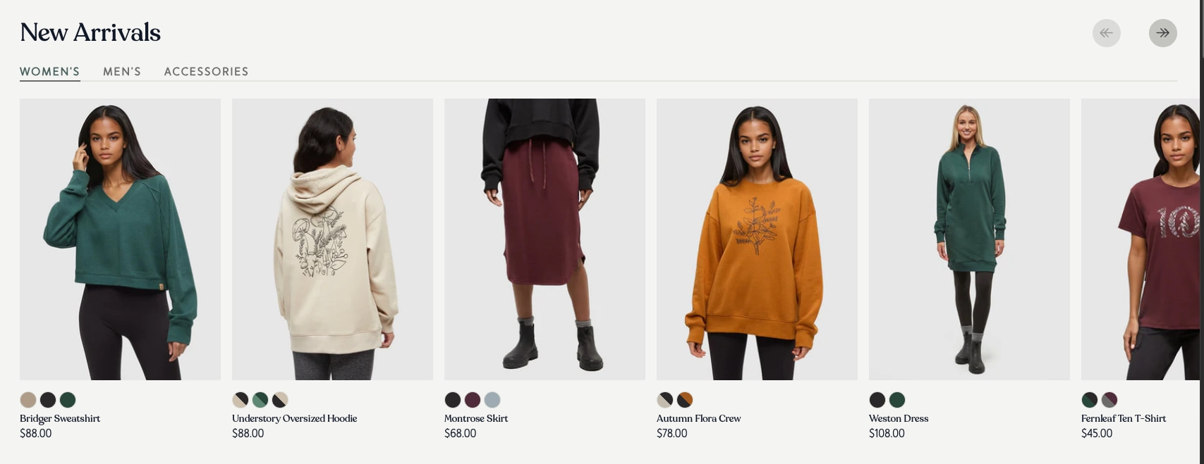 Every Item Plants 10 Trees | Sustainable Clothing by tentree® captured website design