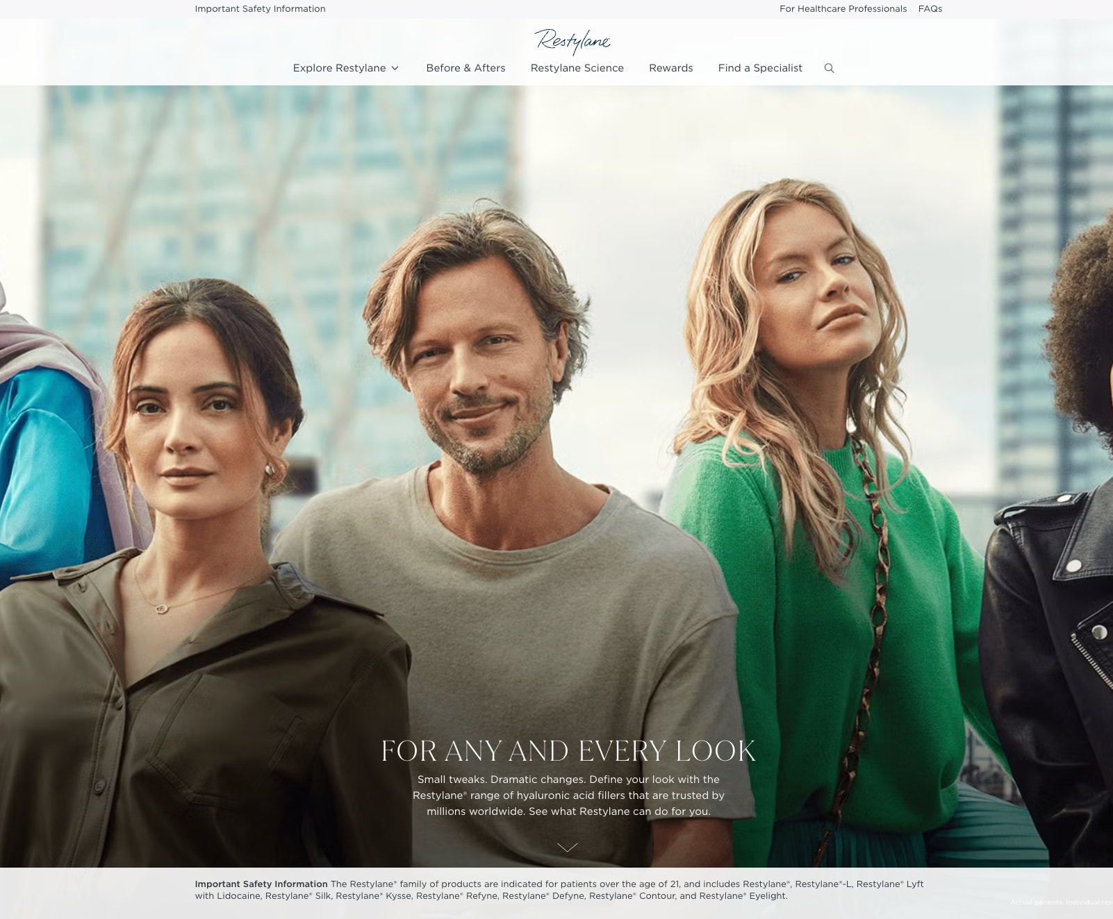 Restylane® | Award Winning HA Dermal Filler Portfolio captured website design