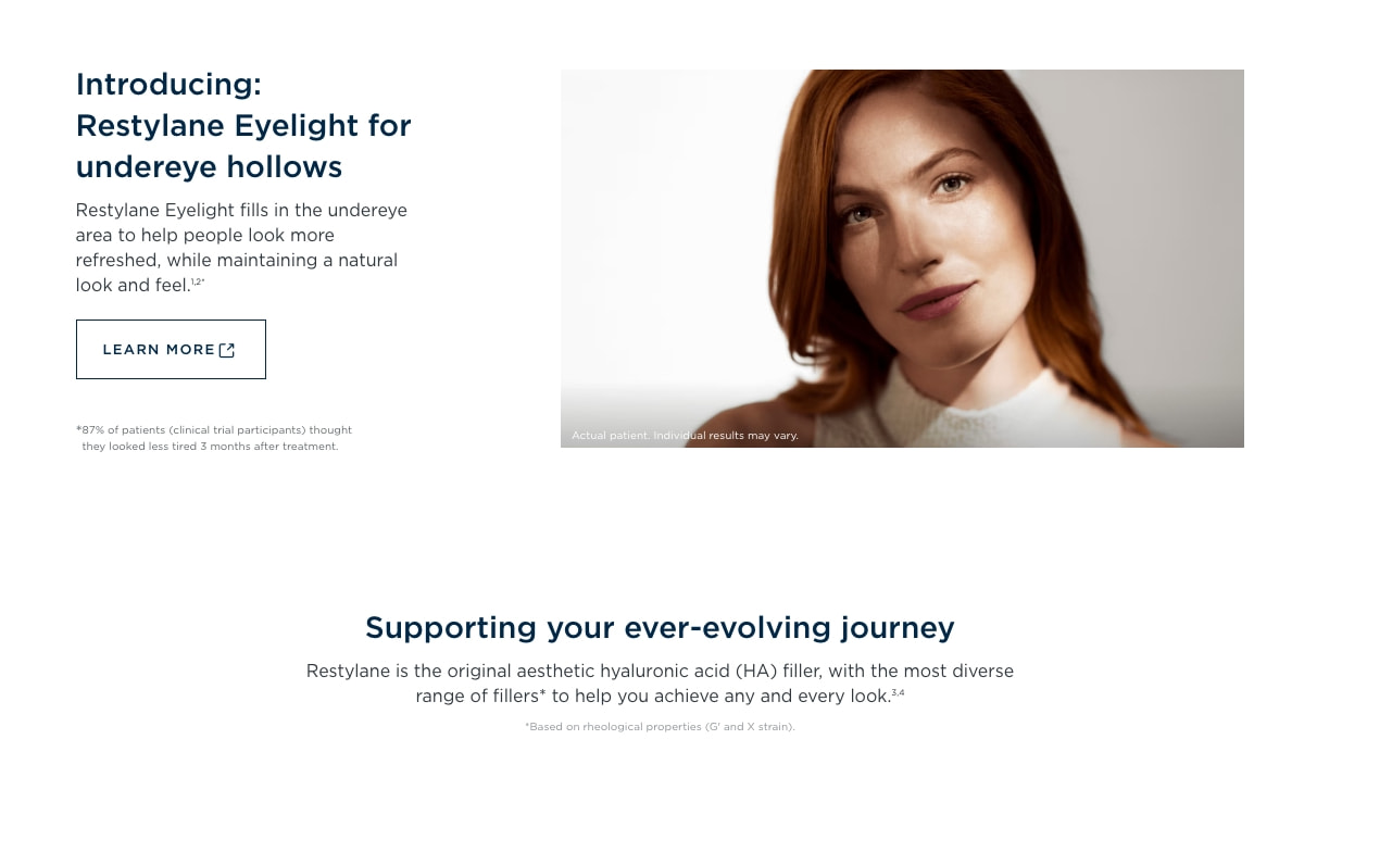 Restylane® | Award Winning HA Dermal Filler Portfolio captured website design