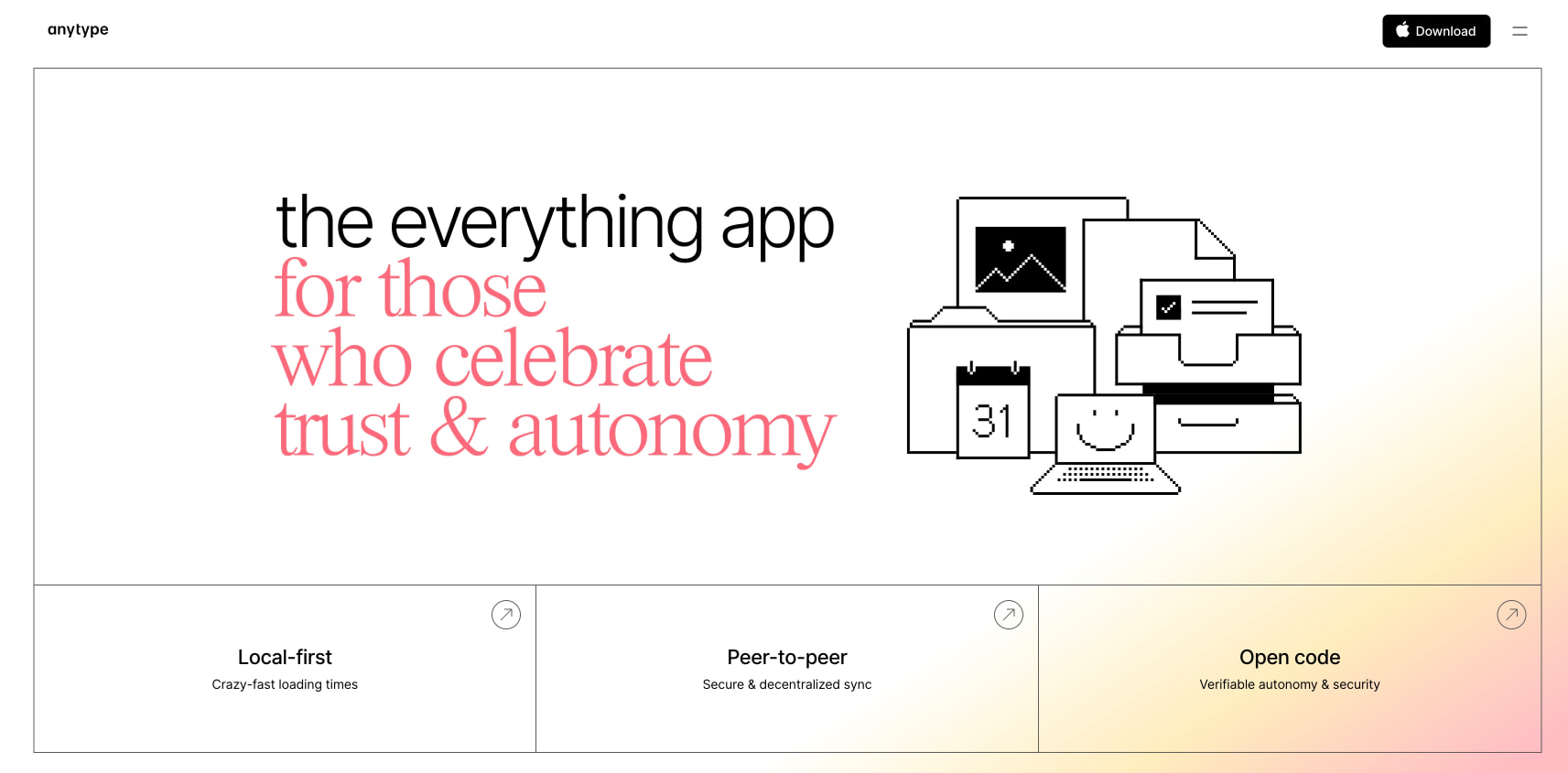 The Everything App captured website design