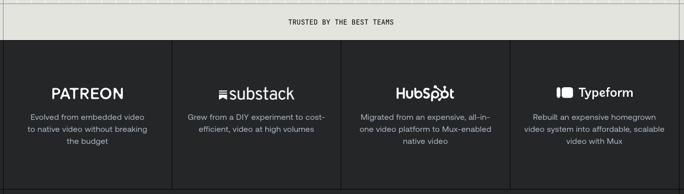 Scalable and affordable video streaming and storage | Pricing | Mux captured website design