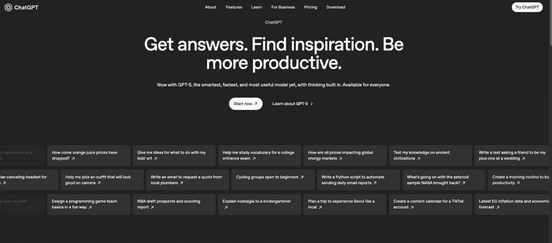 ChatGPT captured website design