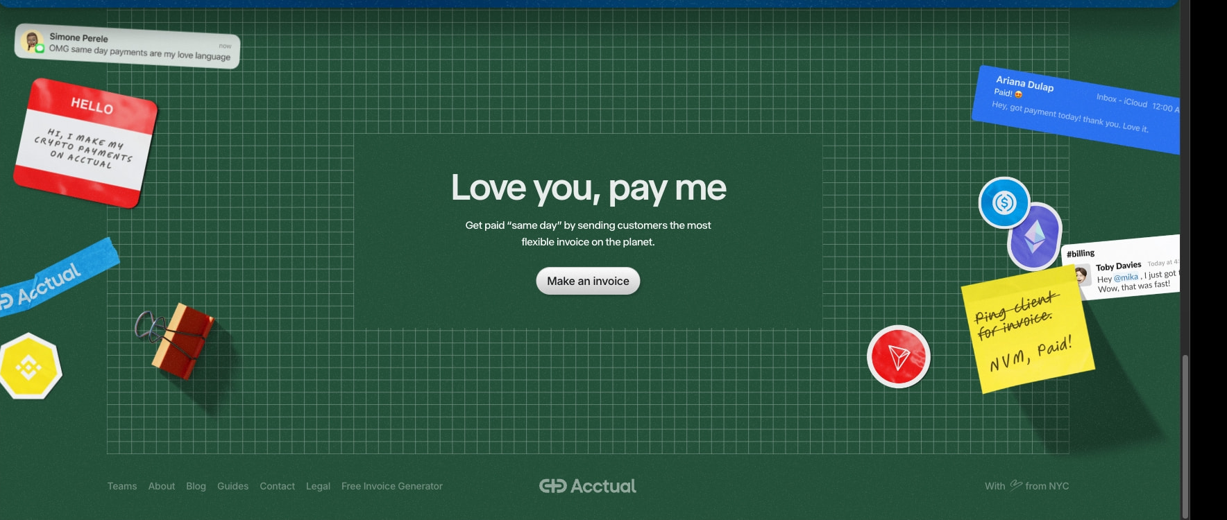 Acctual — Crypto Invoice & B2B Payments captured website design