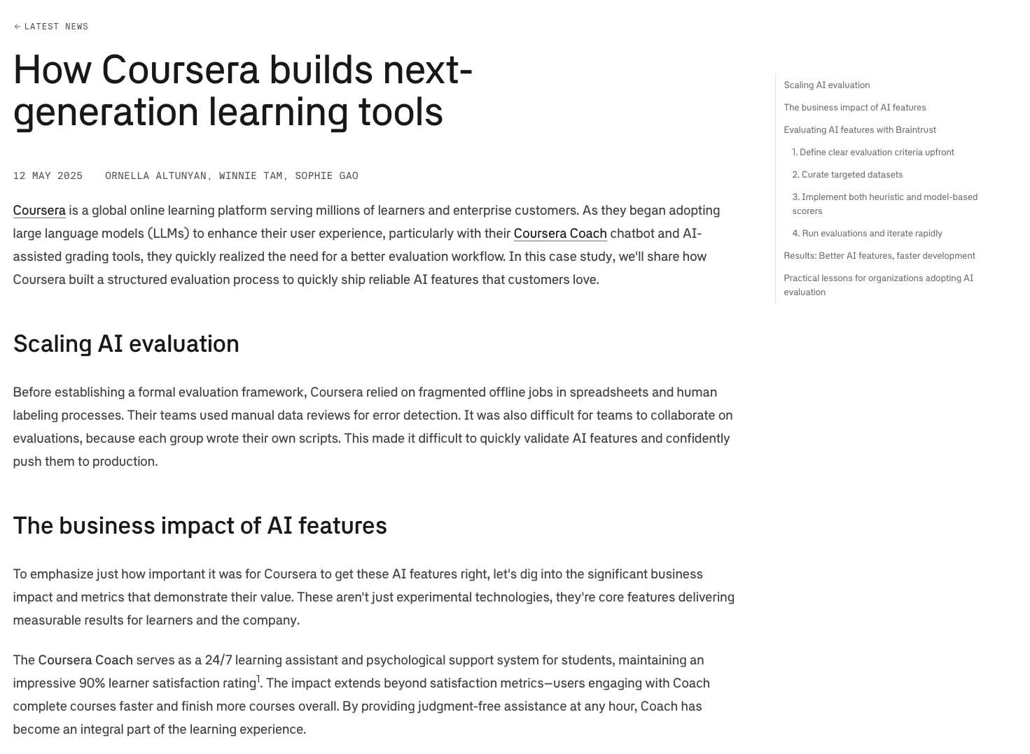 How Coursera builds next-generation learning tools - Blog - Braintrust captured website design