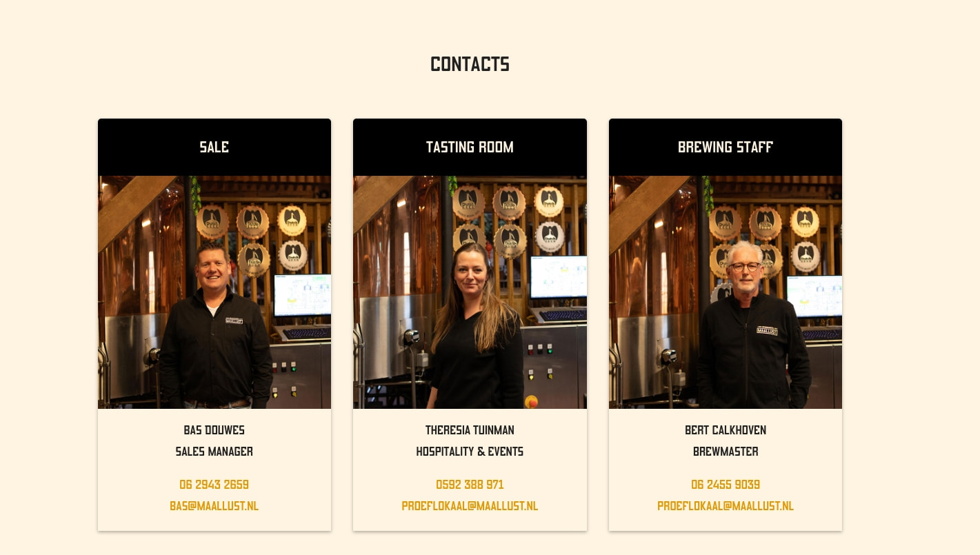 Contact | Brewery Maallust Veenhuizen captured website design