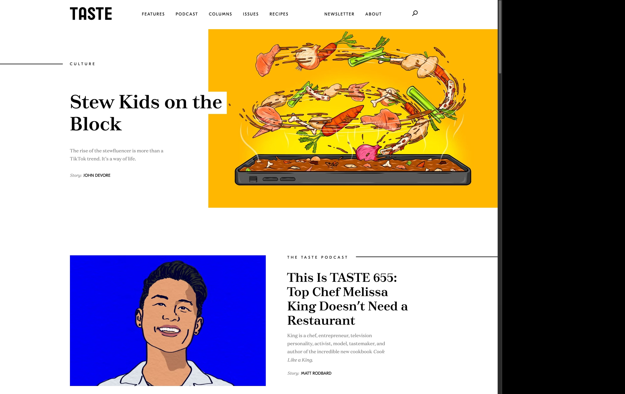 TASTE | Home captured website design