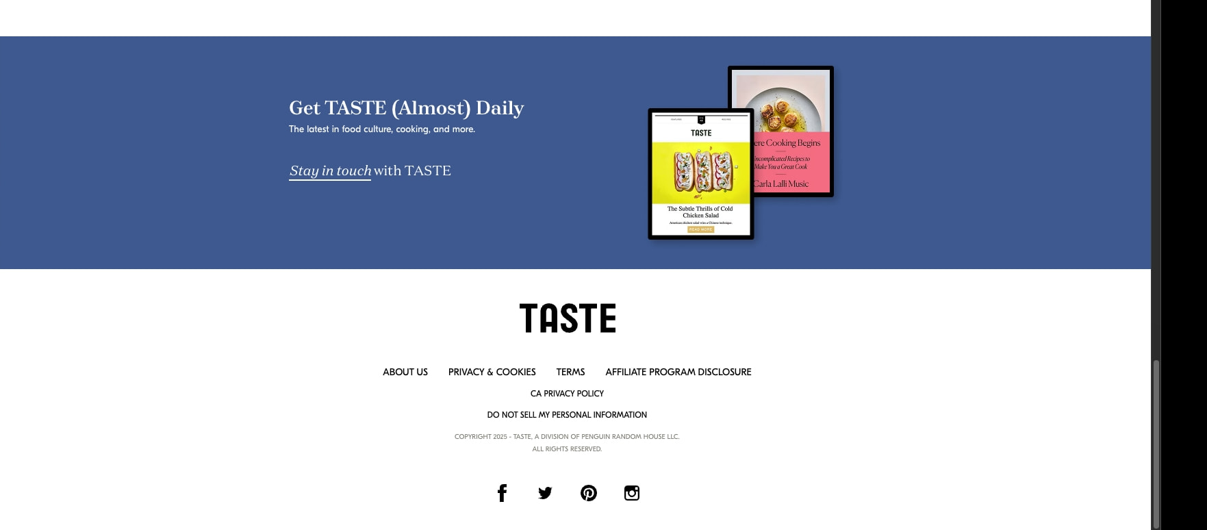 TASTE | Home captured website design