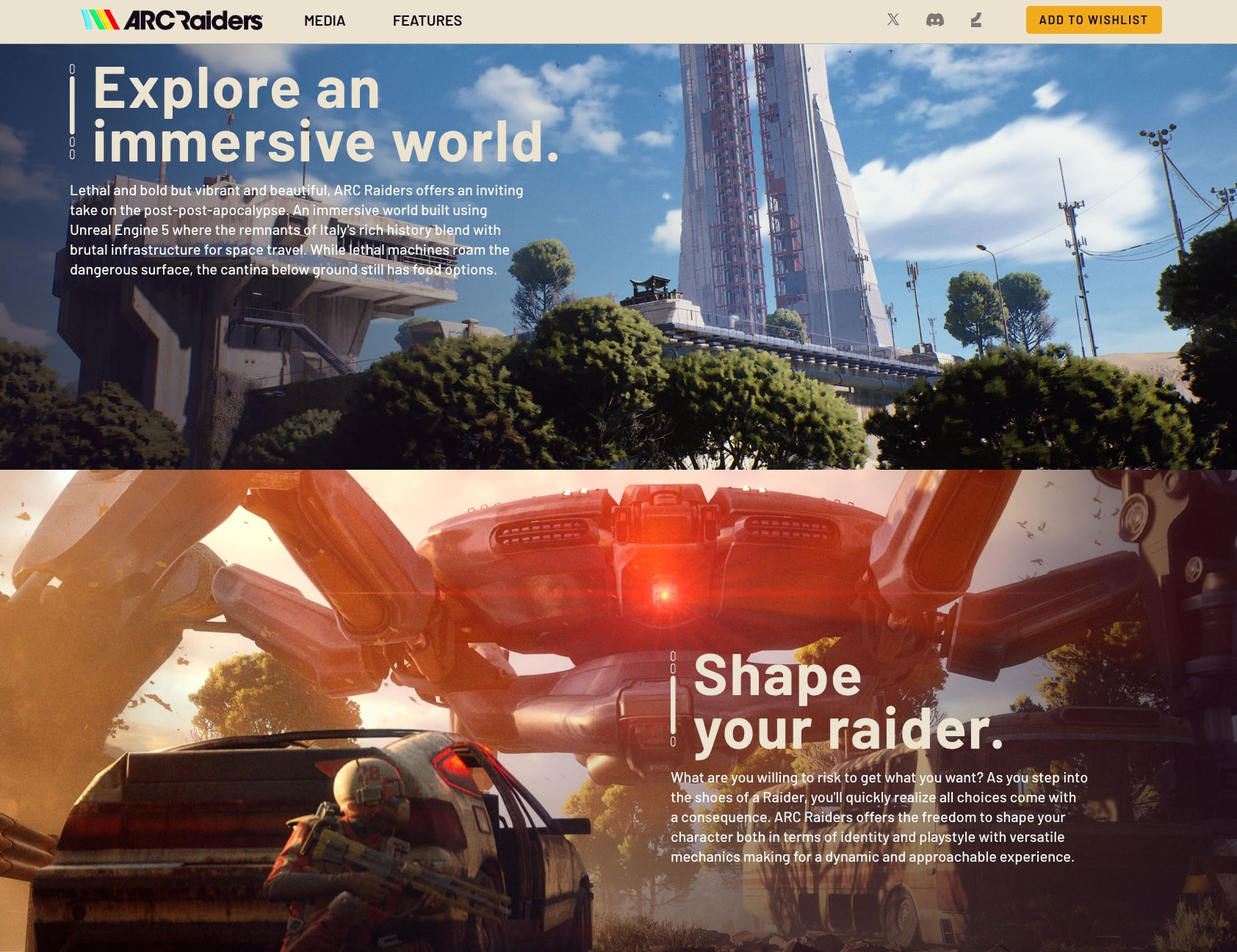 ARC Raiders captured website design