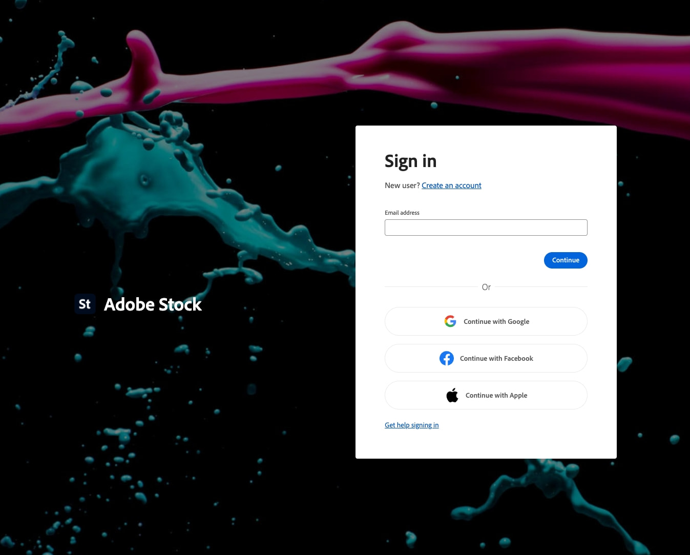 Sign in captured website design