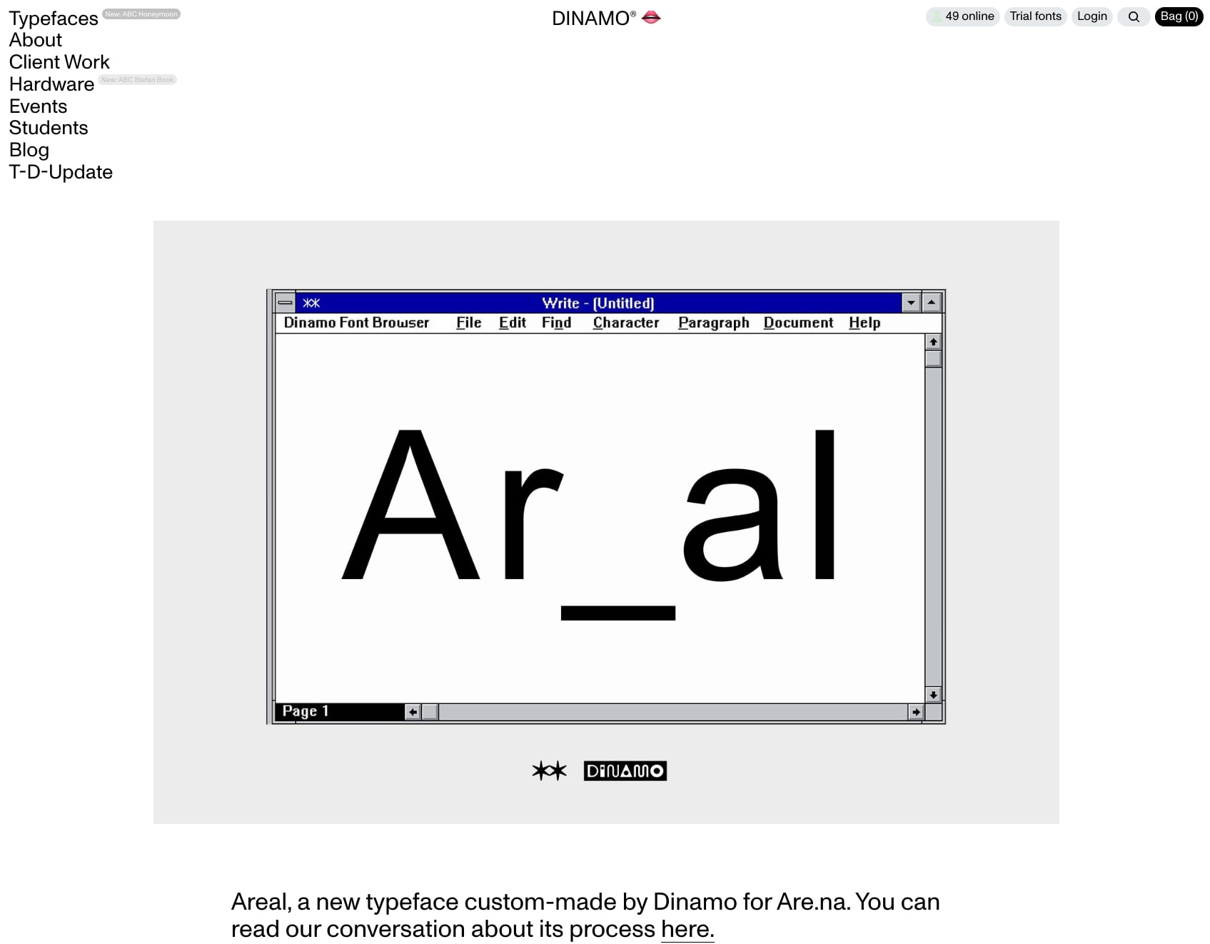 Home — Dinamo Typefaces captured website design